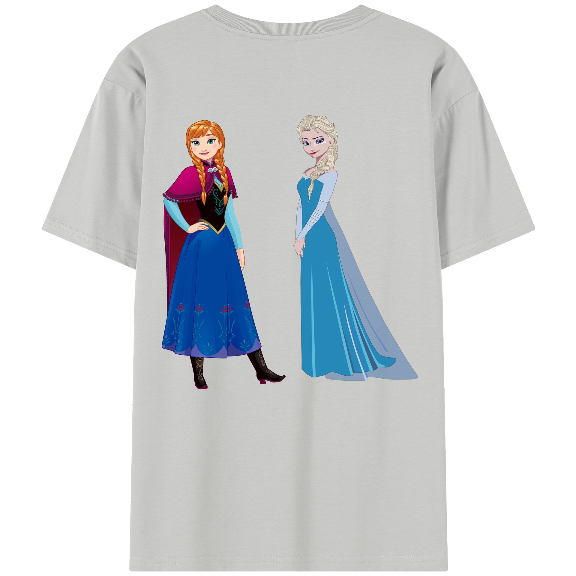 （画像用） アナと雪の女王 アンナ エルサ Frozen Anna Elsa 綿100％半袖Tシャツ（背面プリント）