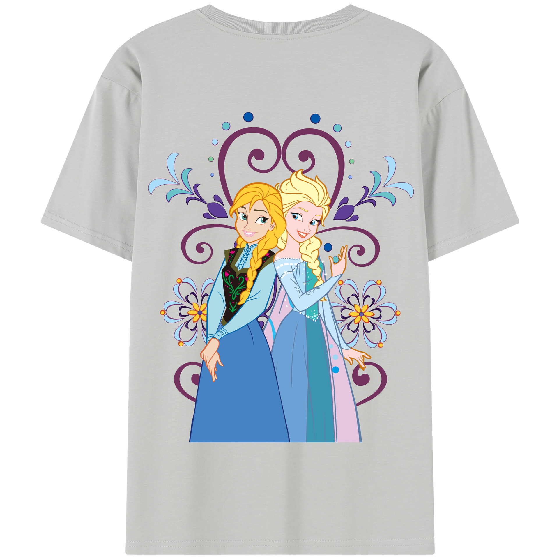 （画像用） アナと雪の女王 アンナ エルサ Frozen Anna Elsa 綿100％半袖Tシャツ（背面プリント）