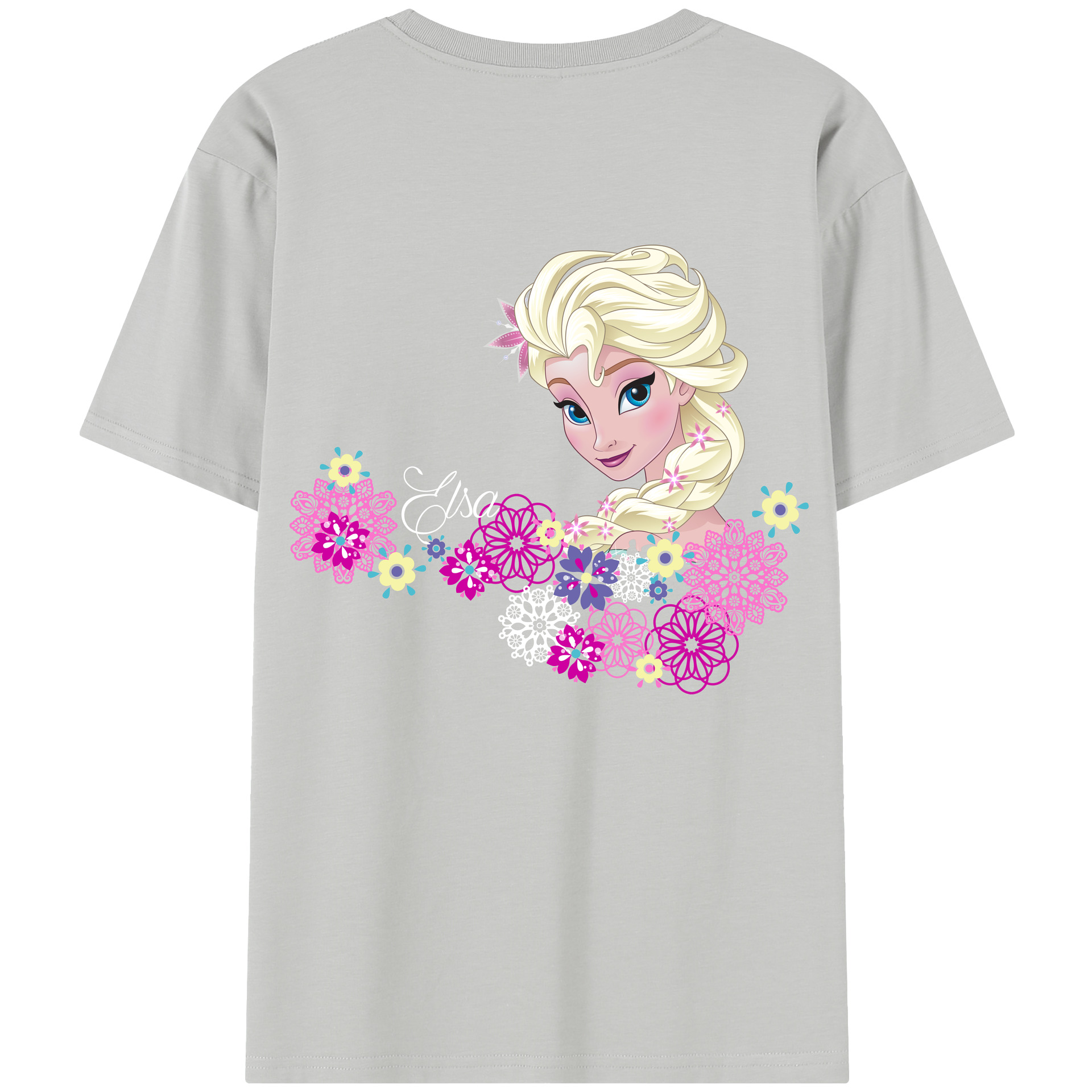 （画像用） アナと雪の女王 アンナ エルサ Frozen Anna Elsa 綿100％半袖Tシャツ（背面プリント）