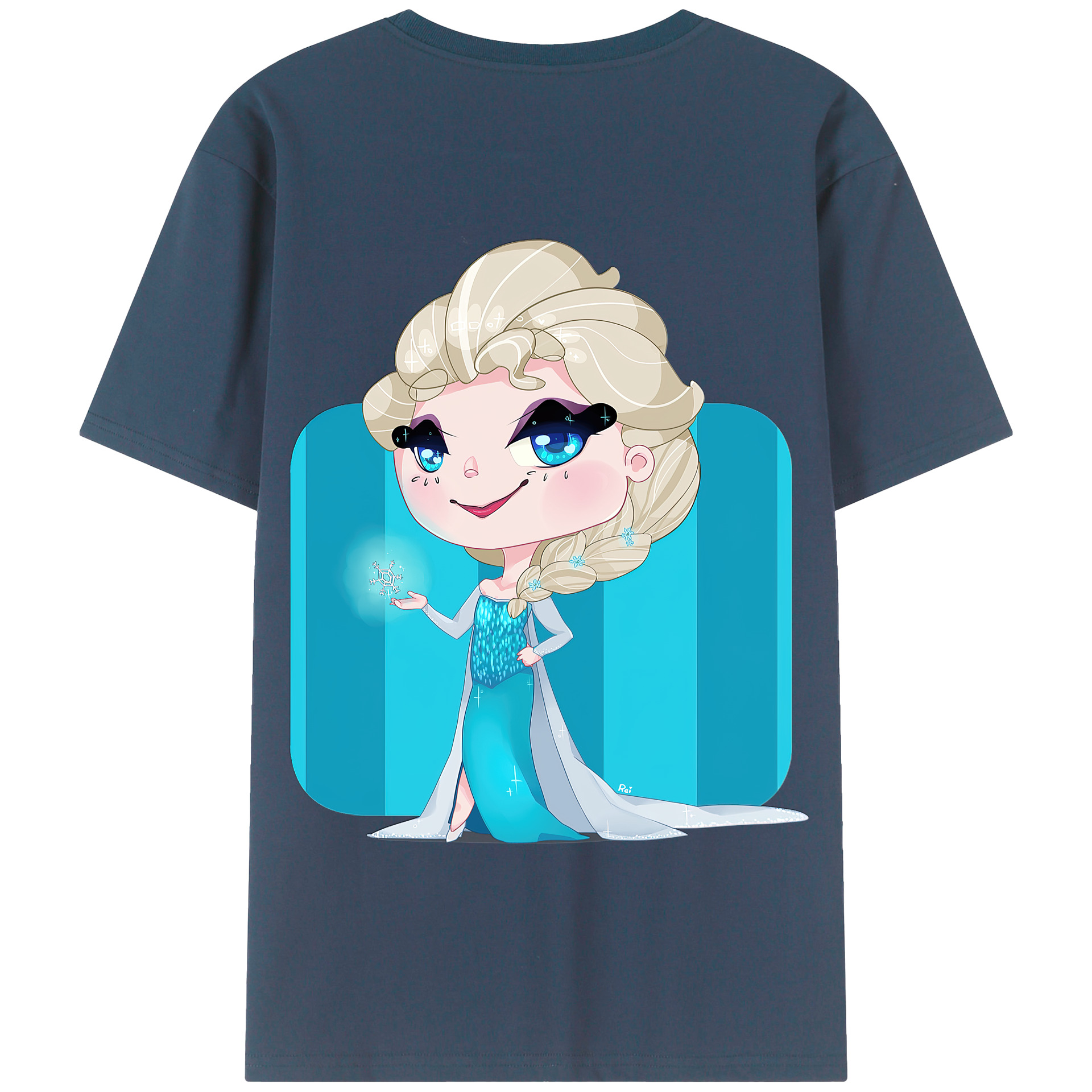 （画像用） アナと雪の女王 アンナ エルサ Frozen Anna Elsa 綿100％半袖Tシャツ（背面プリント）