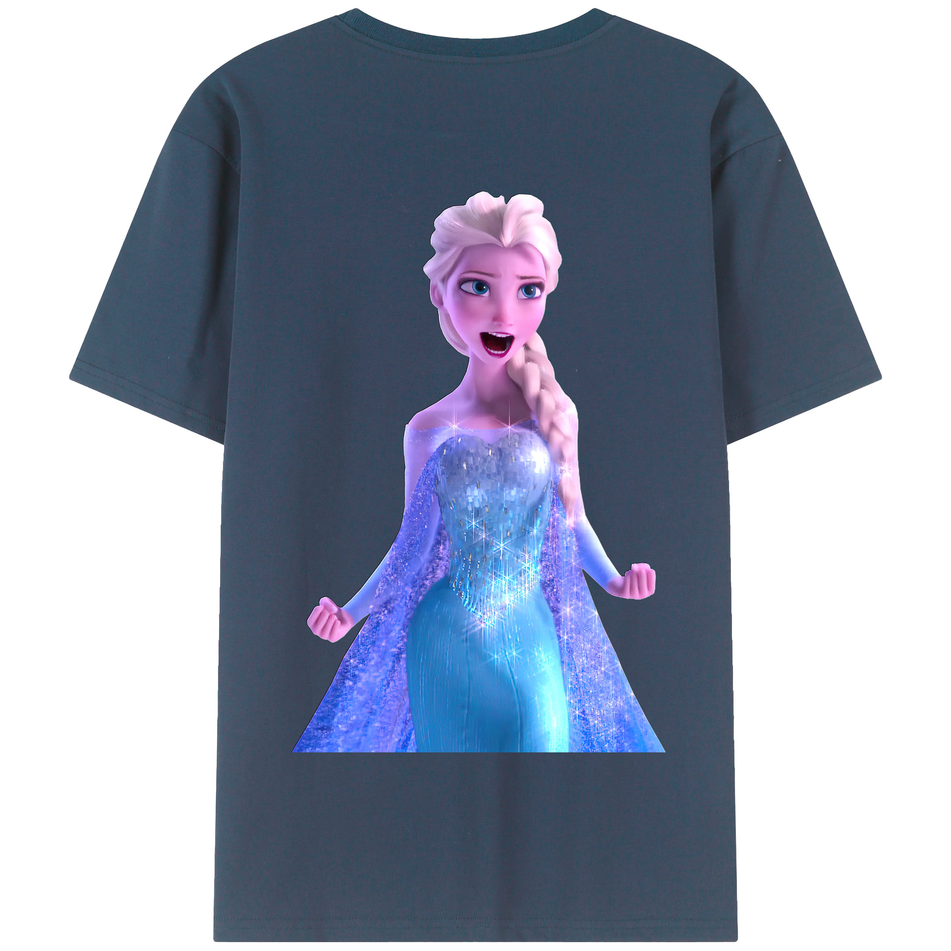 （画像用） アナと雪の女王 アンナ エルサ Frozen Anna Elsa 綿100％半袖Tシャツ（背面プリント）