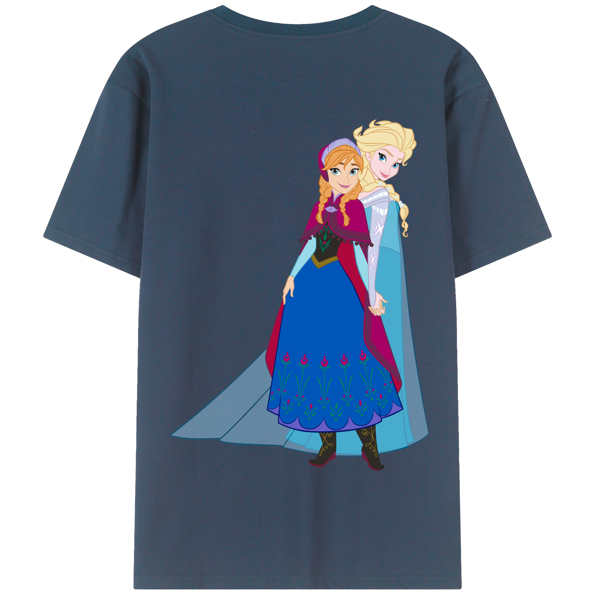 （画像用） アナと雪の女王 アンナ エルサ Frozen Anna Elsa 綿100％半袖Tシャツ（背面プリント）