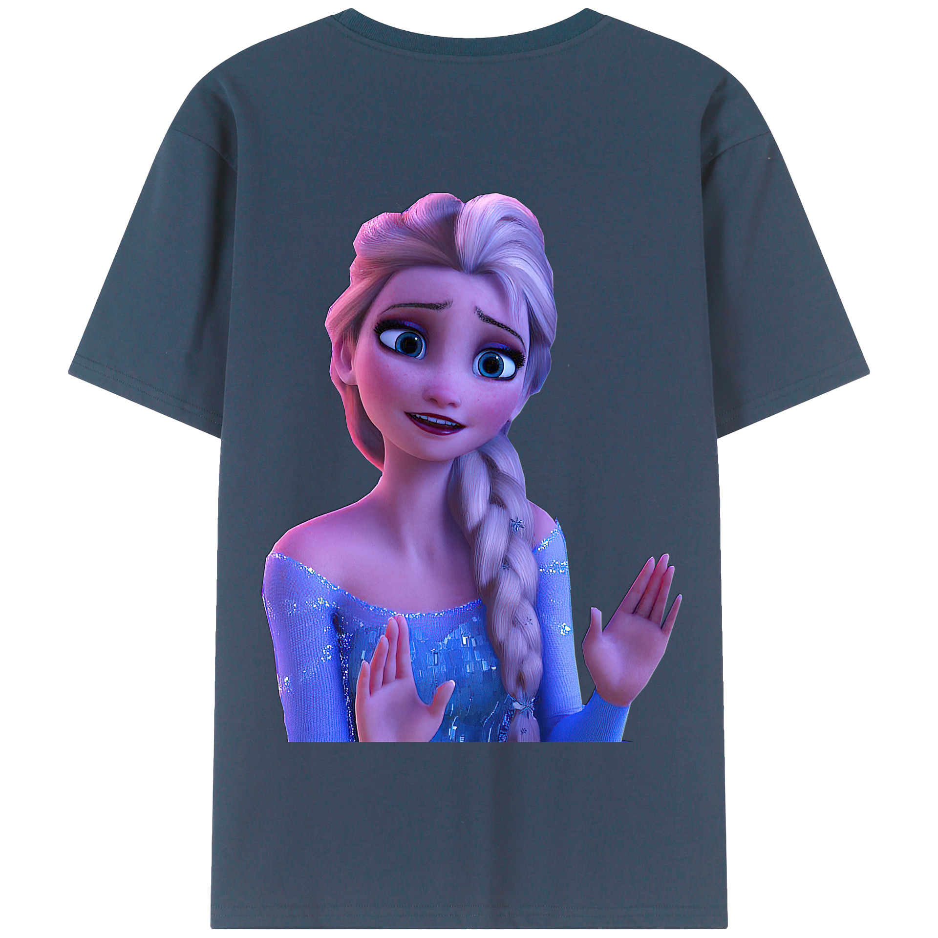 （画像用） アナと雪の女王 アンナ エルサ Frozen Anna Elsa 綿100％半袖Tシャツ（背面プリント）