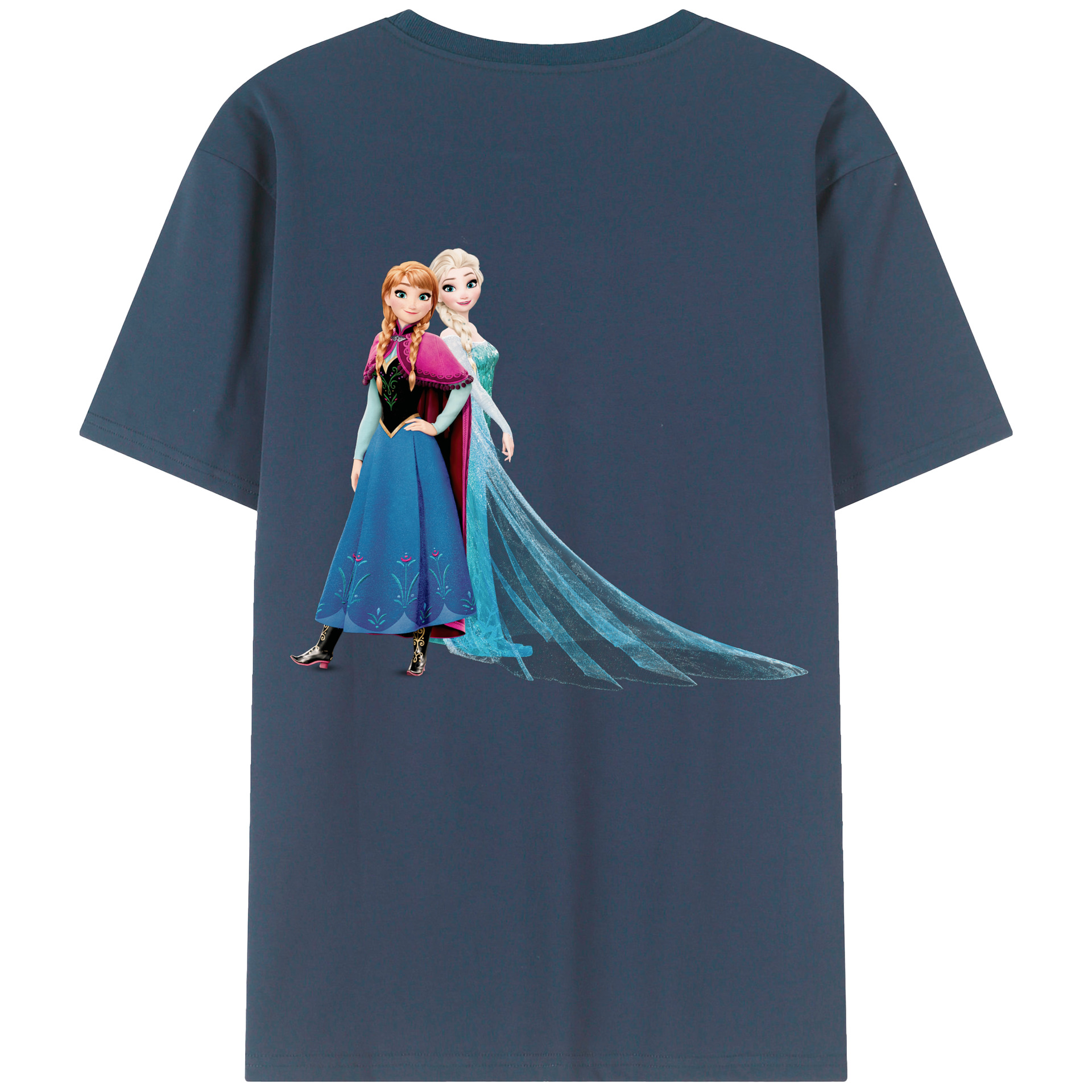 （画像用） アナと雪の女王 アンナ エルサ Frozen Anna Elsa 綿100％半袖Tシャツ（背面プリント）