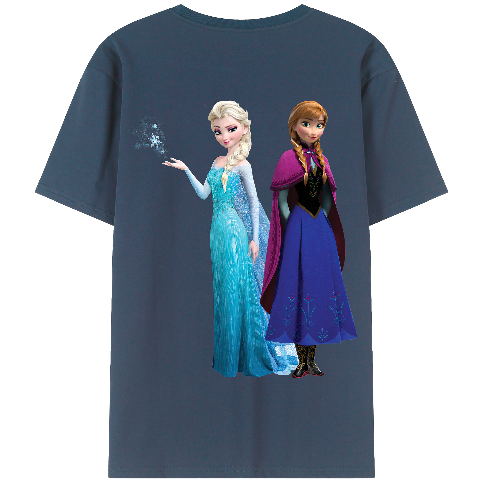 （画像用） アナと雪の女王 アンナ エルサ Frozen Anna Elsa 綿100％半袖Tシャツ（背面プリント）