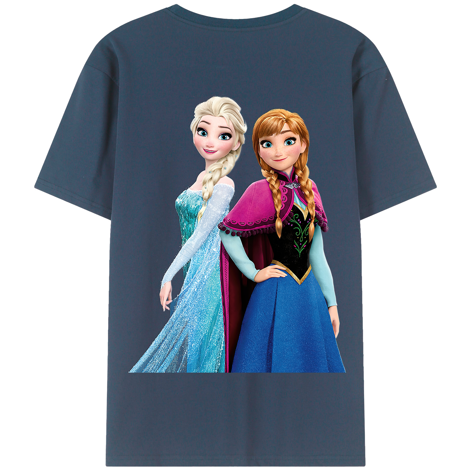 （画像用） アナと雪の女王 アンナ エルサ Frozen Anna Elsa 綿100％半袖Tシャツ（背面プリント）