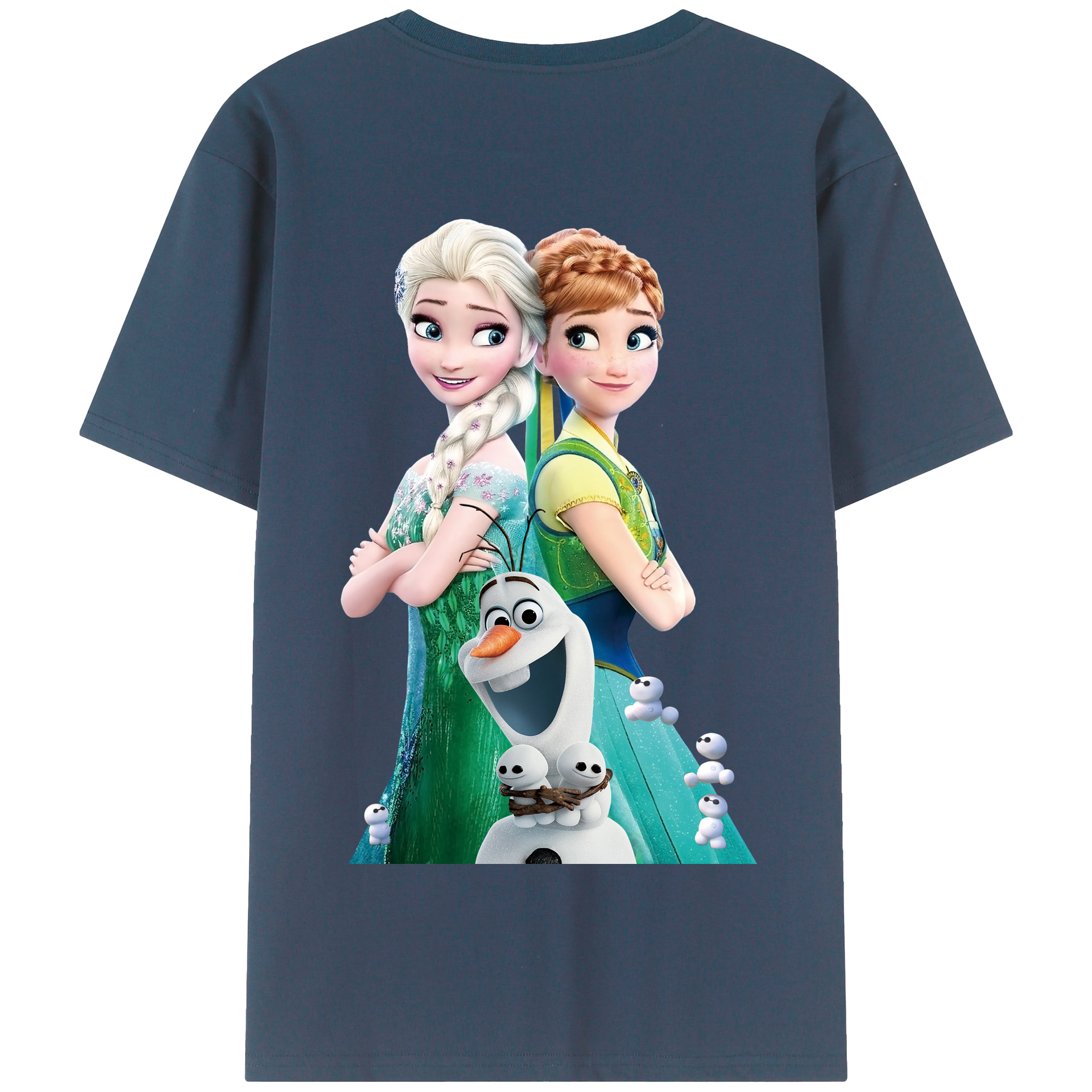 （画像用） アナと雪の女王 アンナ エルサ Frozen Anna Elsa 綿100％半袖Tシャツ（背面プリント）