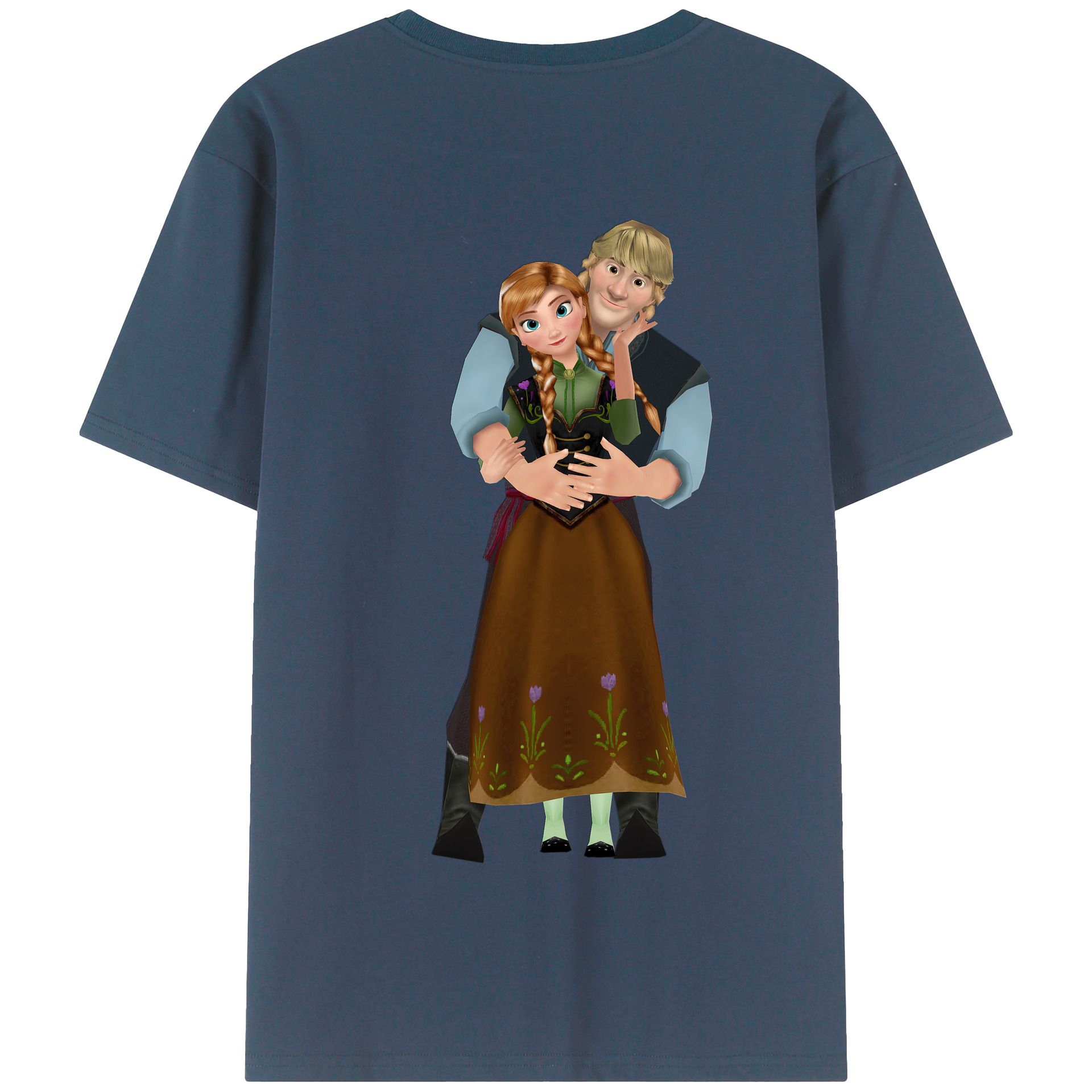 （画像用） アナと雪の女王 アンナ エルサ Frozen Anna Elsa 綿100％半袖Tシャツ（背面プリント）