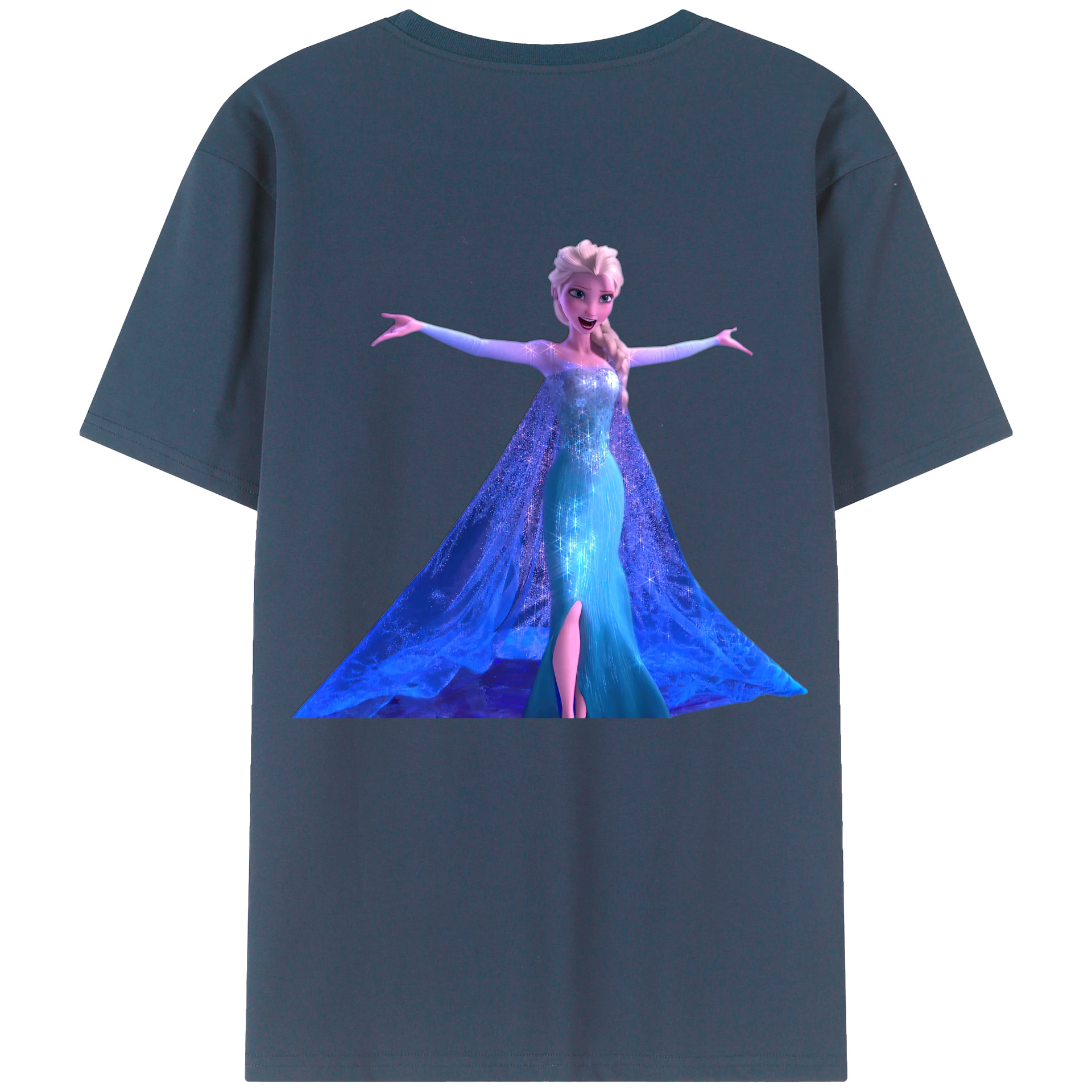 （画像用） アナと雪の女王 アンナ エルサ Frozen Anna Elsa 綿100％半袖Tシャツ（背面プリント）