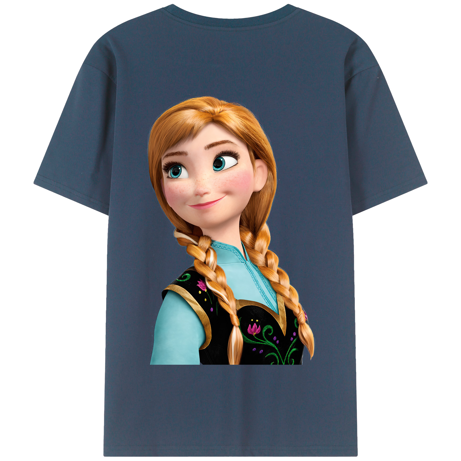 （画像用） アナと雪の女王 アンナ エルサ Frozen Anna Elsa 綿100％半袖Tシャツ（背面プリント）