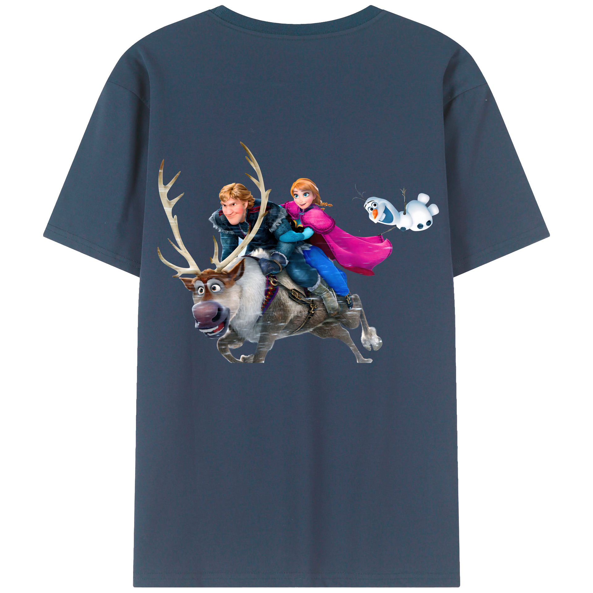 （画像用） アナと雪の女王 アンナ エルサ Frozen Anna Elsa 綿100％半袖Tシャツ（背面プリント）