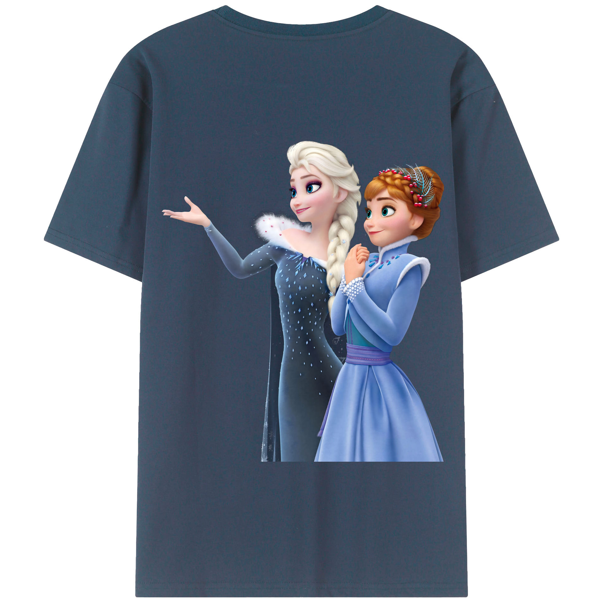 （画像用） アナと雪の女王 アンナ エルサ Frozen Anna Elsa 綿100％半袖Tシャツ（背面プリント）