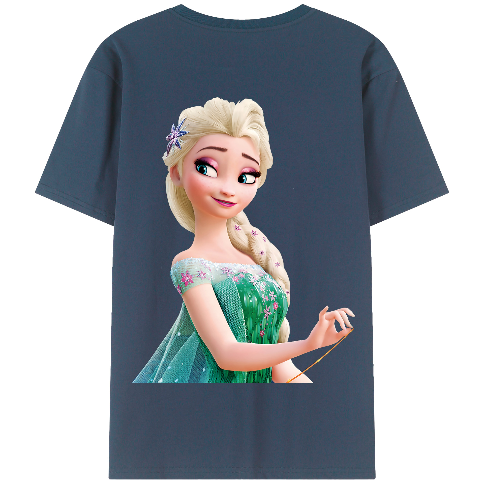 （画像用） アナと雪の女王 アンナ エルサ Frozen Anna Elsa 綿100％半袖Tシャツ（背面プリント）