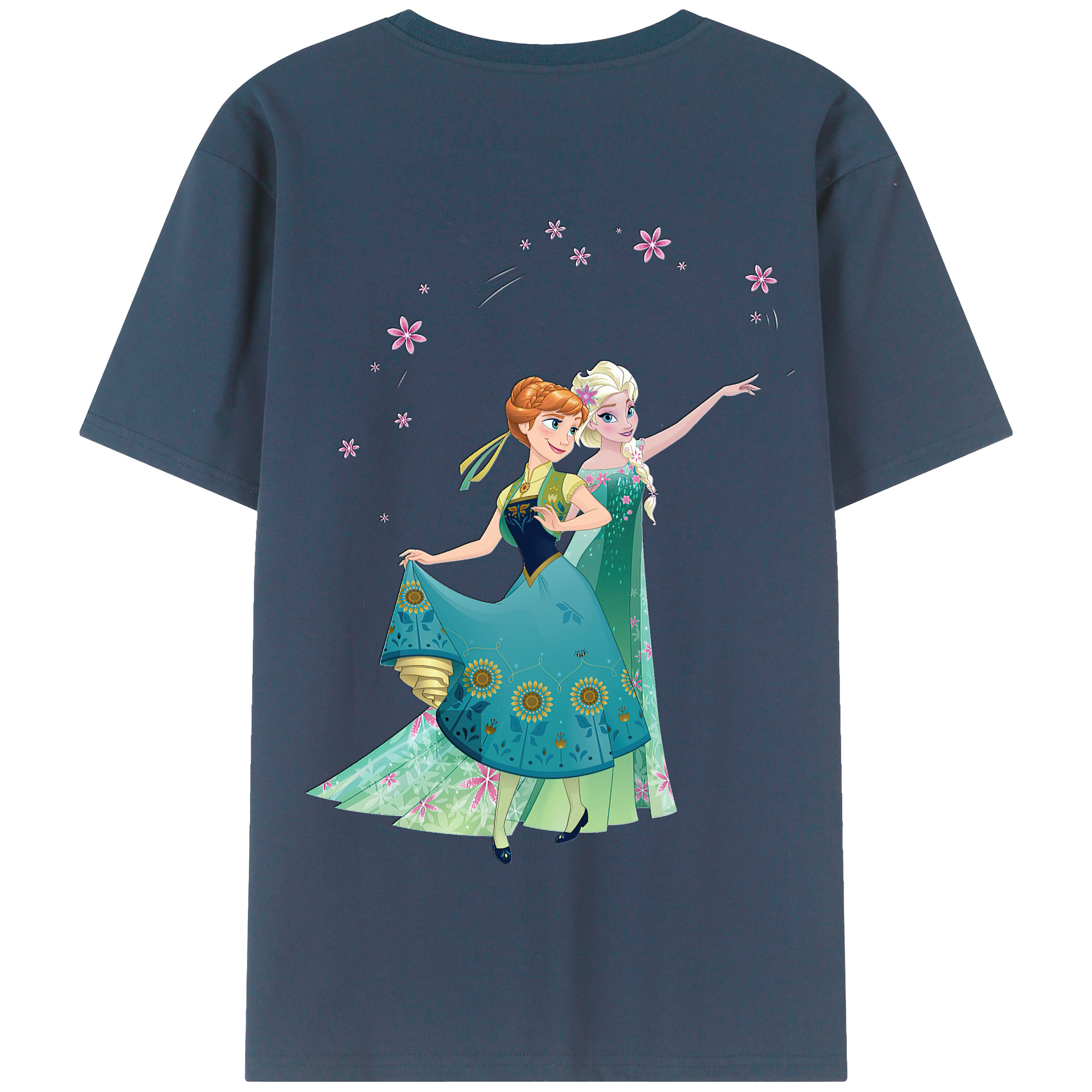 （画像用） アナと雪の女王 アンナ エルサ Frozen Anna Elsa 綿100％半袖Tシャツ（背面プリント）