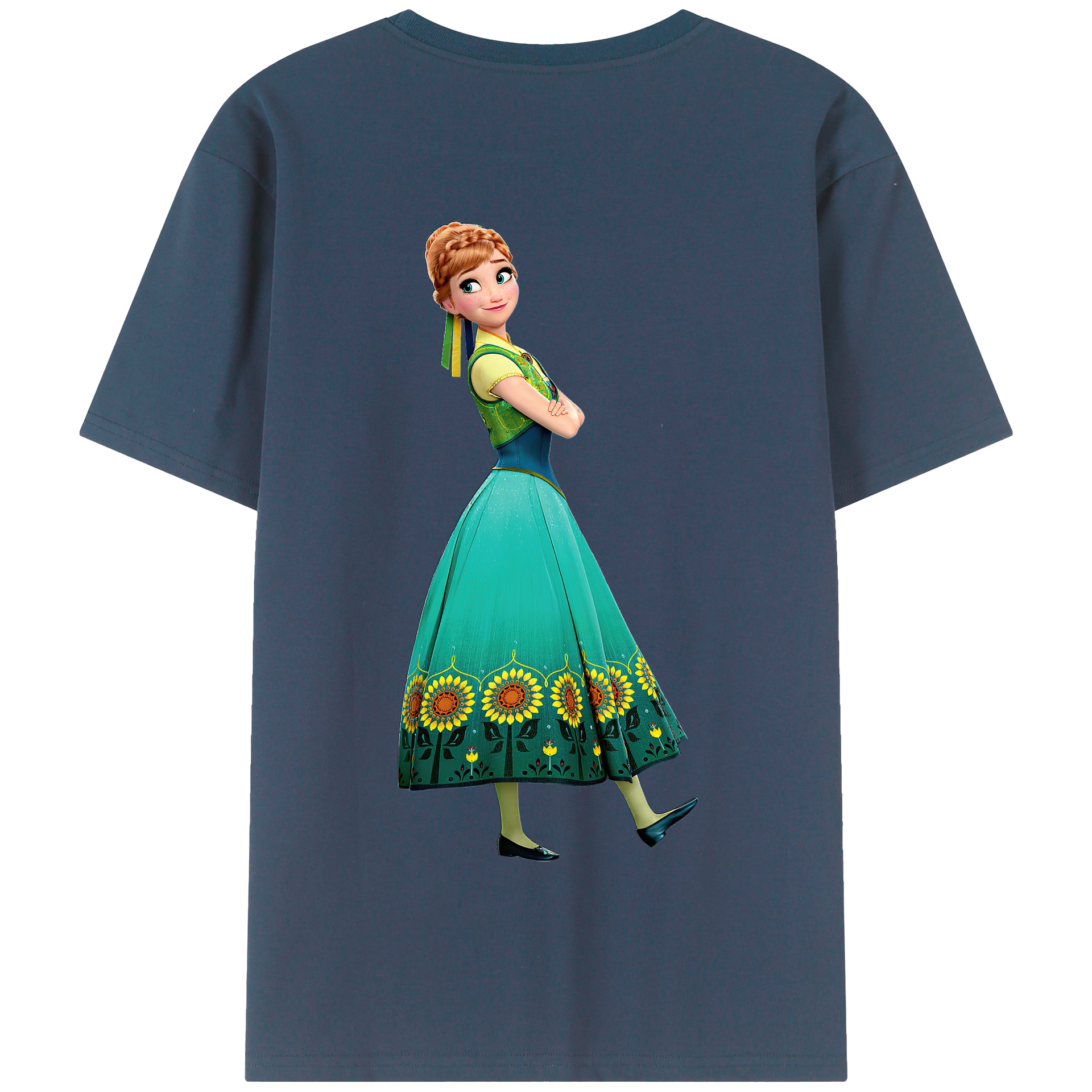 （画像用） アナと雪の女王 アンナ エルサ Frozen Anna Elsa 綿100％半袖Tシャツ（背面プリント）