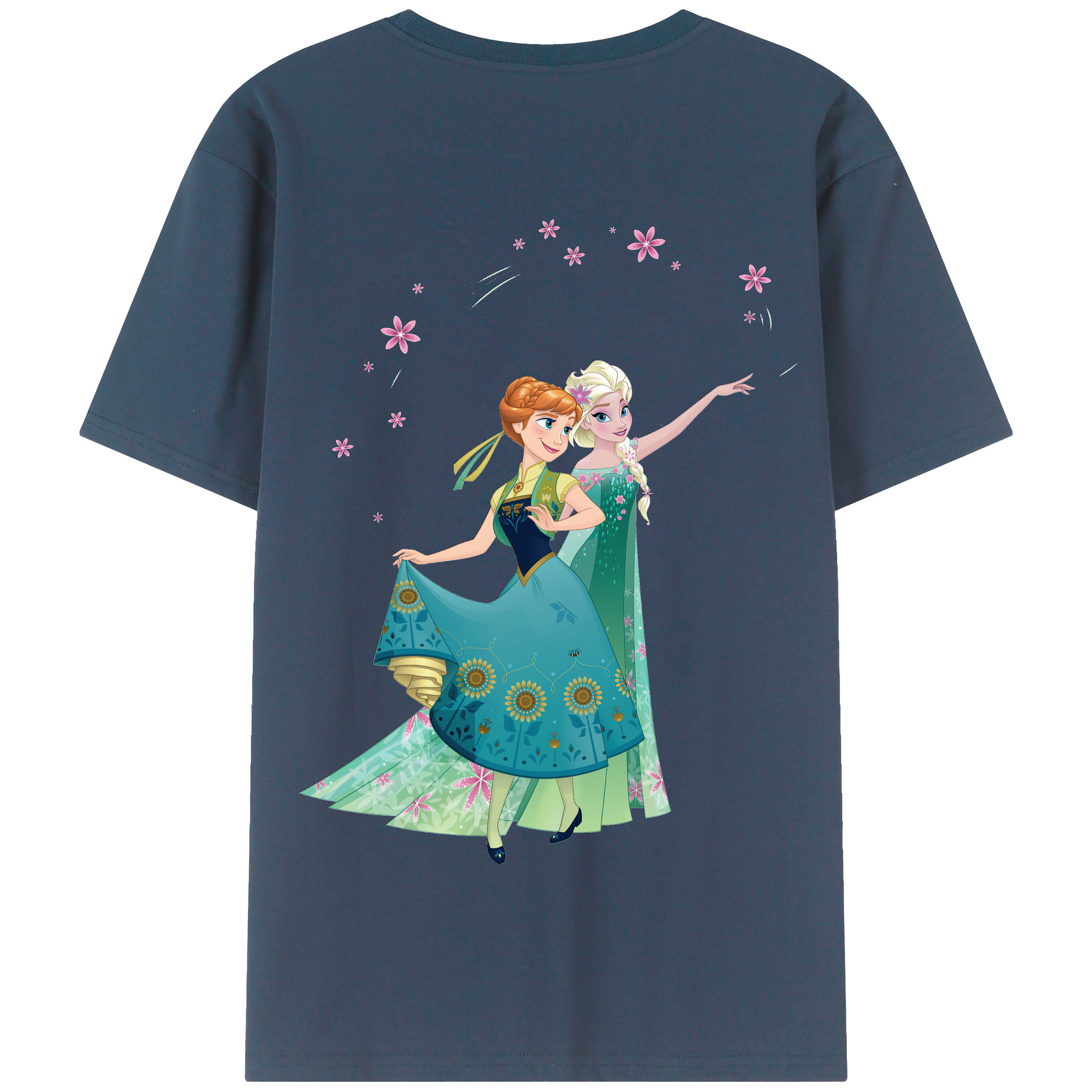 （画像用） アナと雪の女王 アンナ エルサ Frozen Anna Elsa 綿100％半袖Tシャツ（背面プリント）