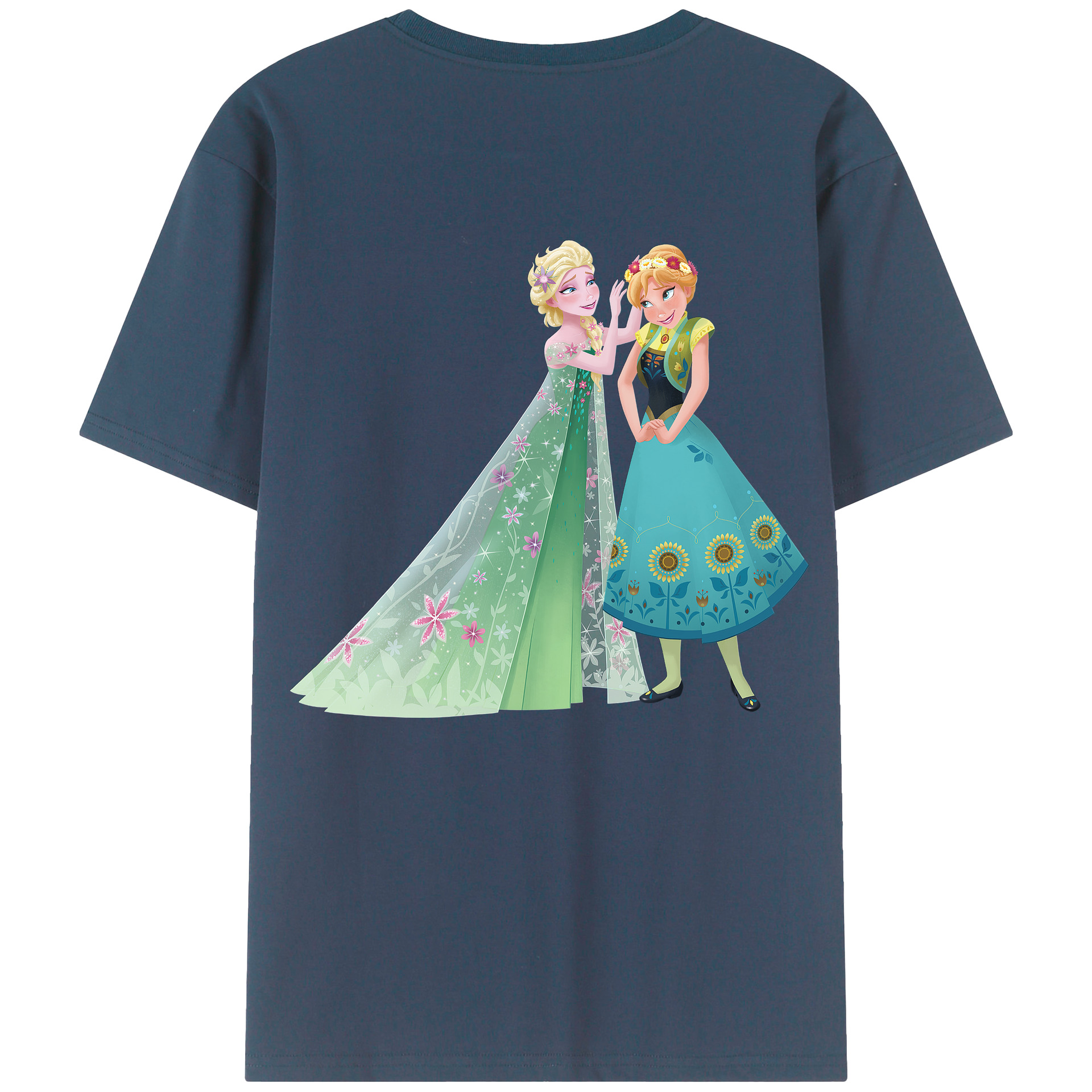 （画像用） アナと雪の女王 アンナ エルサ Frozen Anna Elsa 綿100％半袖Tシャツ（背面プリント）