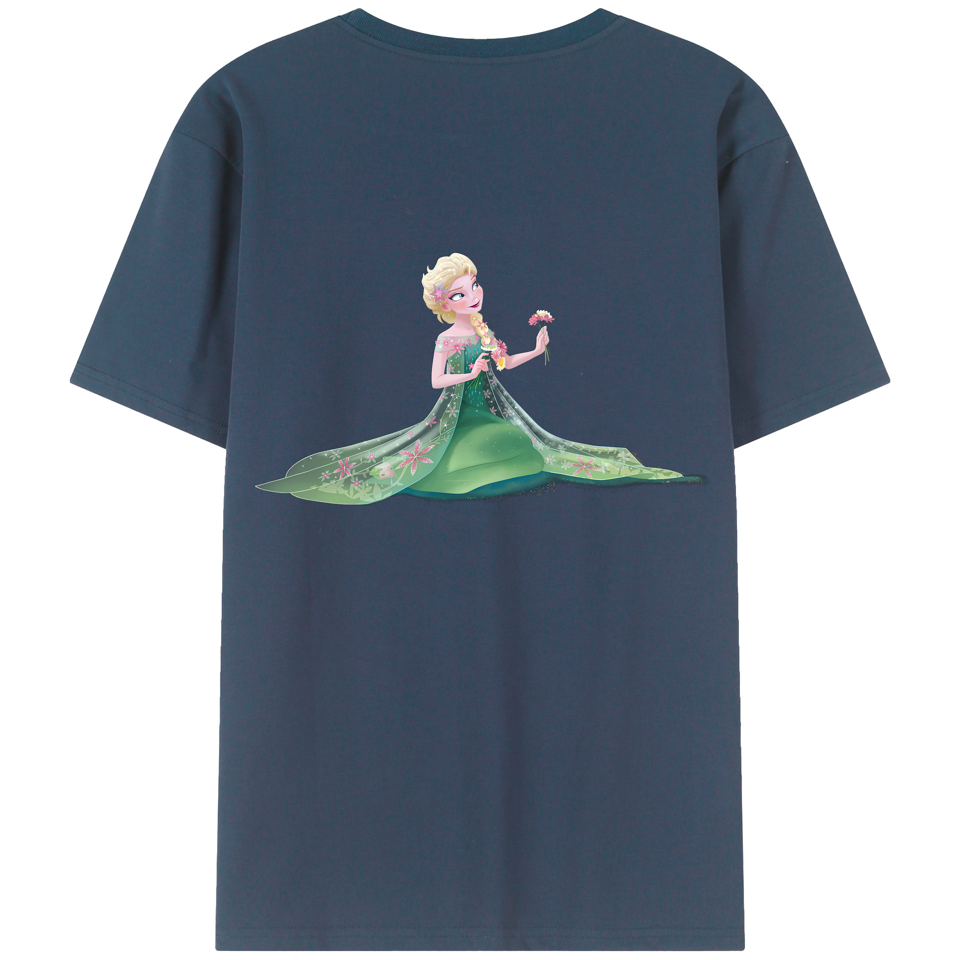 （画像用） アナと雪の女王 アンナ エルサ Frozen Anna Elsa 綿100％半袖Tシャツ（背面プリント）