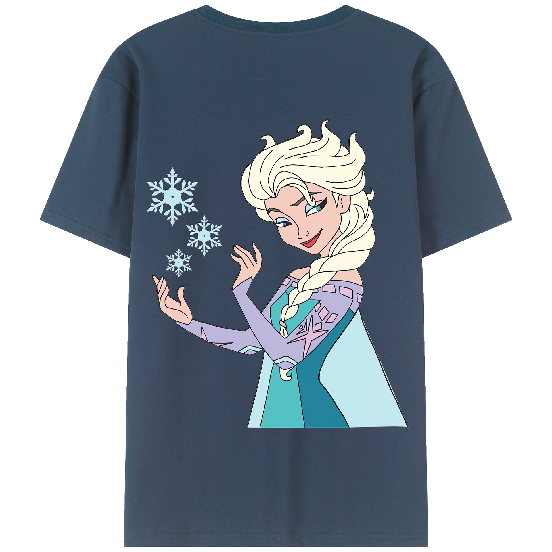 （画像用） アナと雪の女王 アンナ エルサ Frozen Anna Elsa 綿100％半袖Tシャツ（背面プリント）