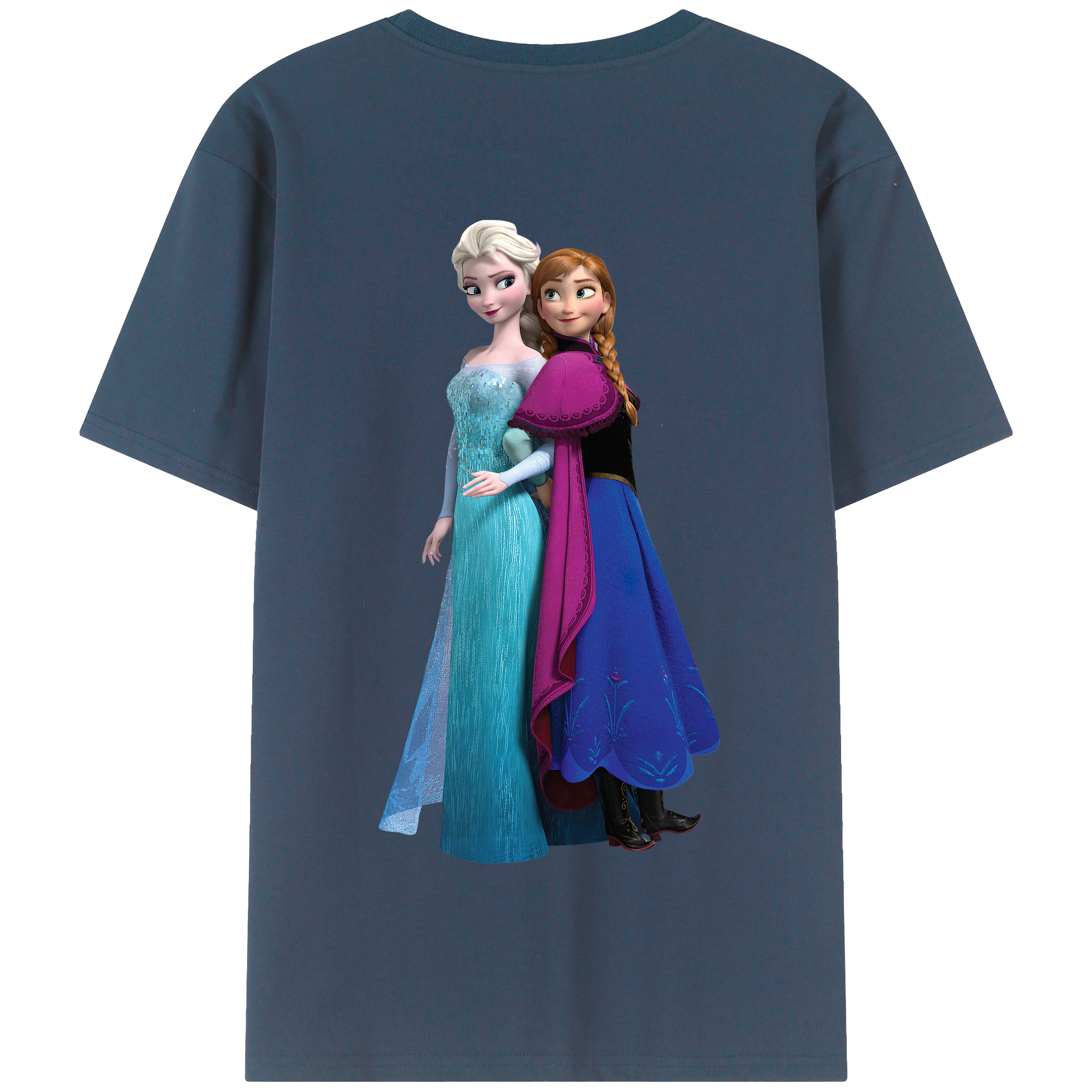 （画像用） アナと雪の女王 アンナ エルサ Frozen Anna Elsa 綿100％半袖Tシャツ（背面プリント）
