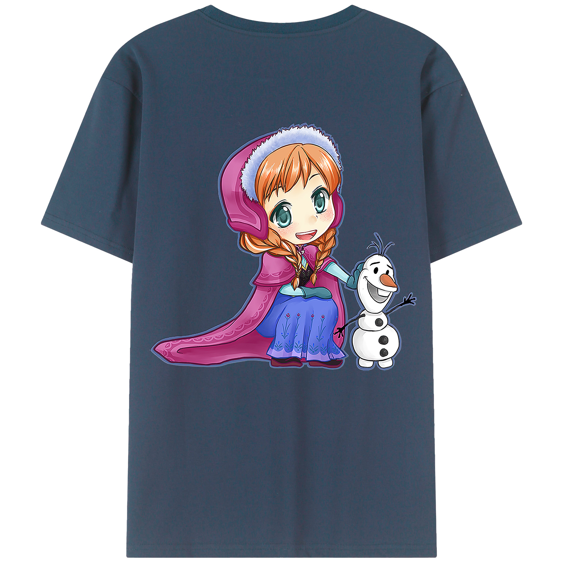 （画像用） アナと雪の女王 アンナ エルサ Frozen Anna Elsa 綿100％半袖Tシャツ（背面プリント）