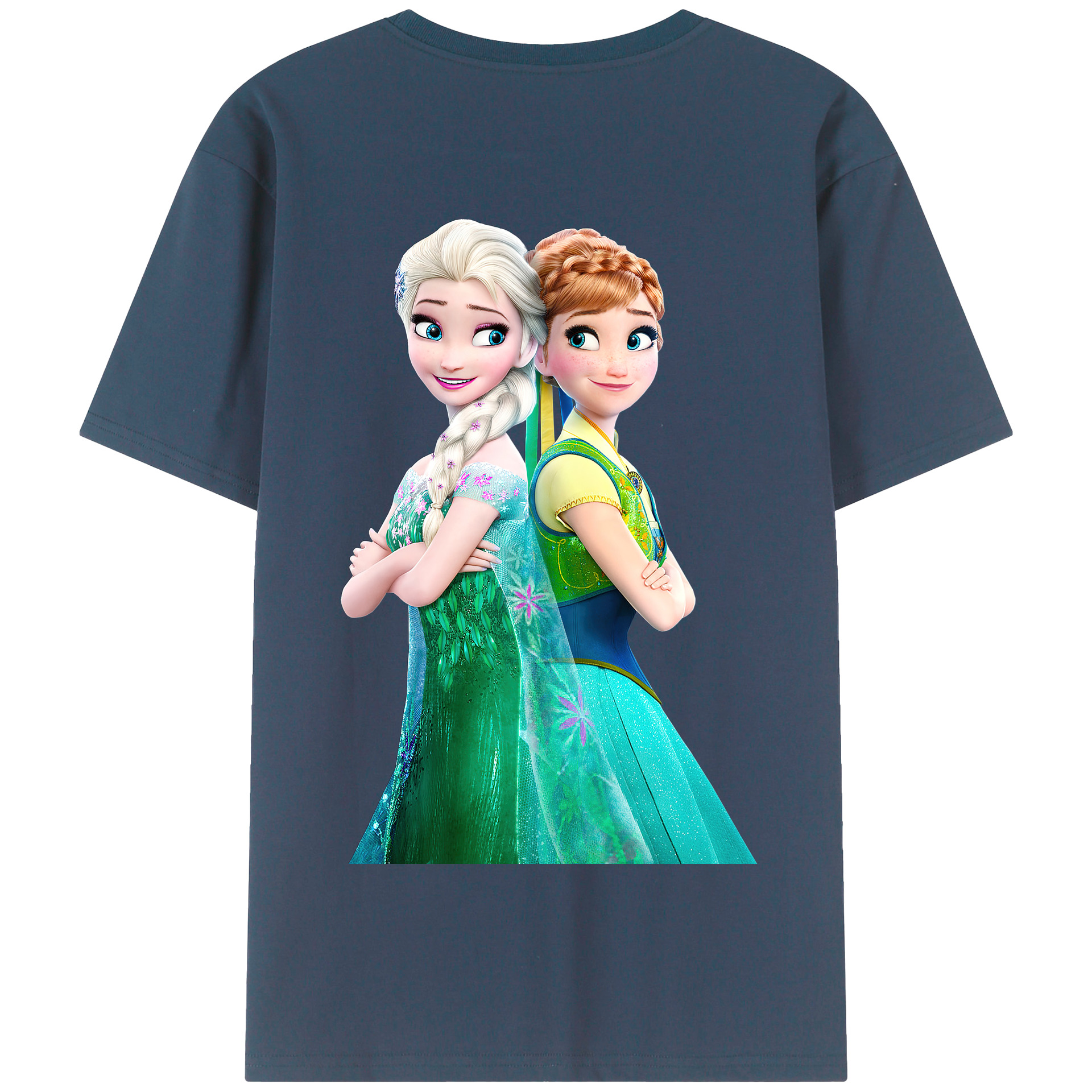 （画像用） アナと雪の女王 アンナ エルサ Frozen Anna Elsa 綿100％半袖Tシャツ（背面プリント）