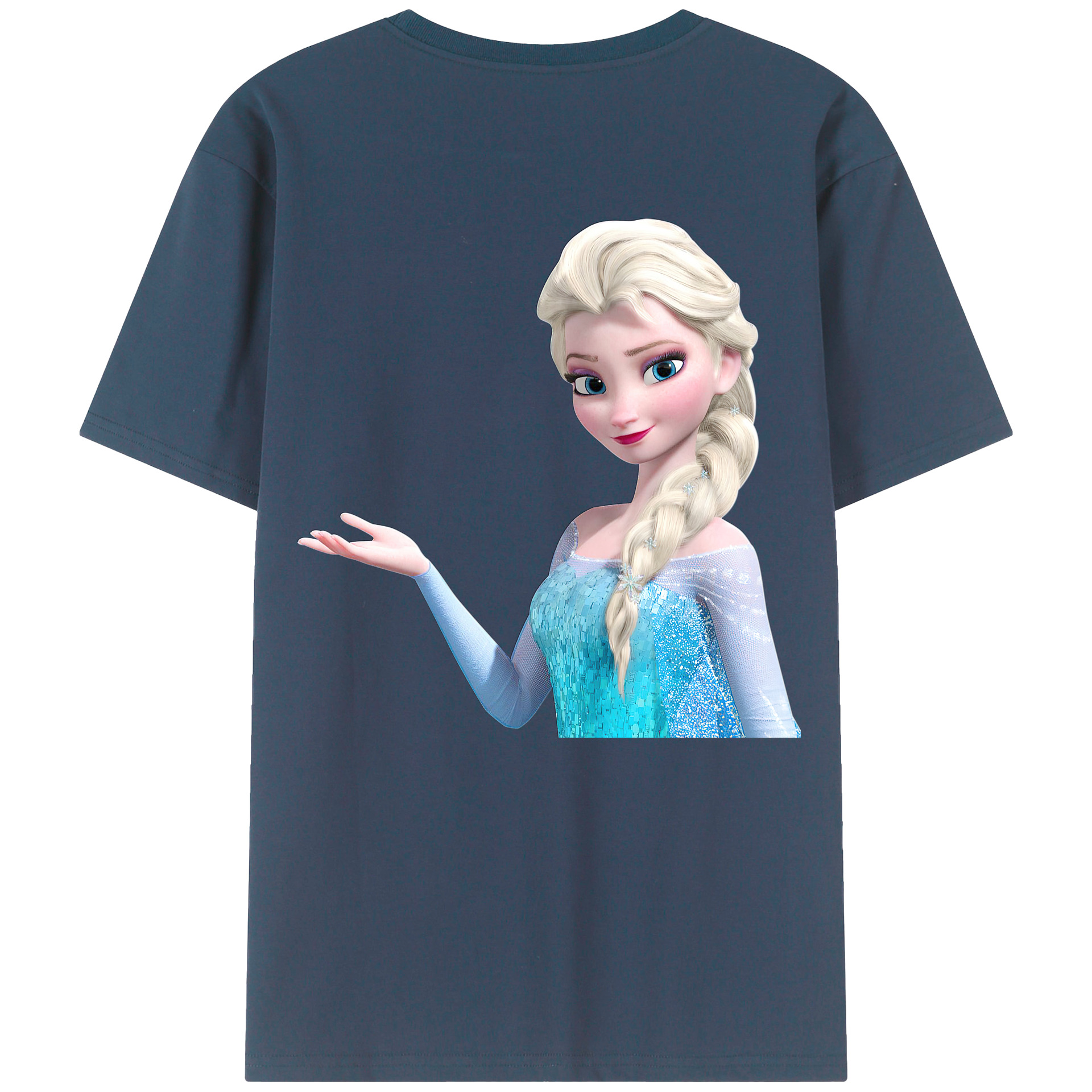 （画像用） アナと雪の女王 アンナ エルサ Frozen Anna Elsa 綿100％半袖Tシャツ（背面プリント）