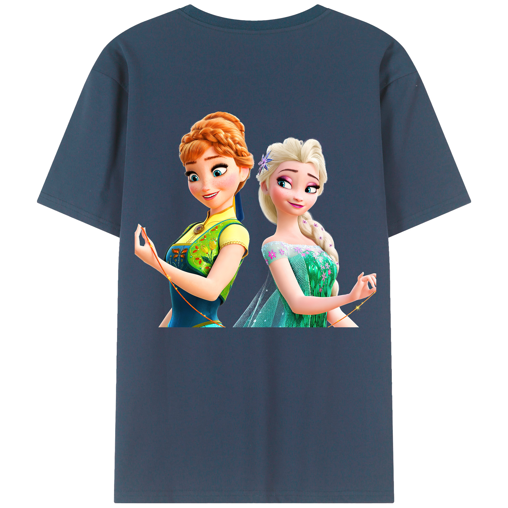 （画像用） アナと雪の女王 アンナ エルサ Frozen Anna Elsa 綿100％半袖Tシャツ（背面プリント）