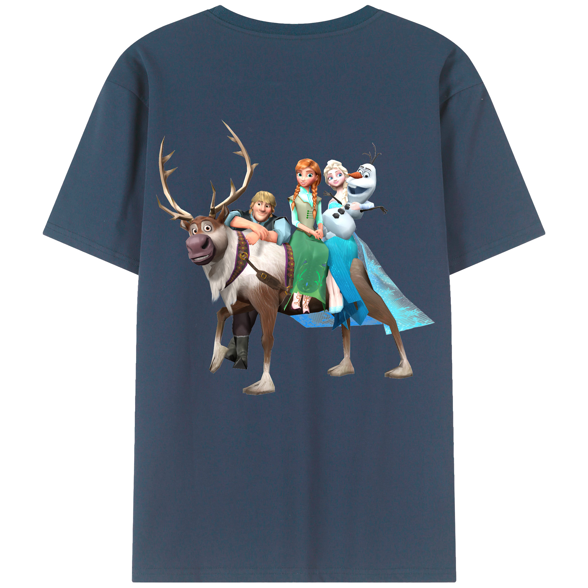 （画像用） アナと雪の女王 アンナ エルサ Frozen Anna Elsa 綿100％半袖Tシャツ（背面プリント）