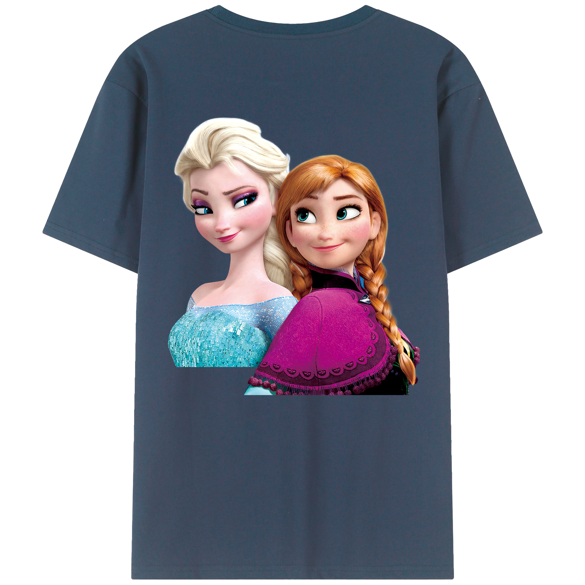 （画像用） アナと雪の女王 アンナ エルサ Frozen Anna Elsa 綿100％半袖Tシャツ（背面プリント）