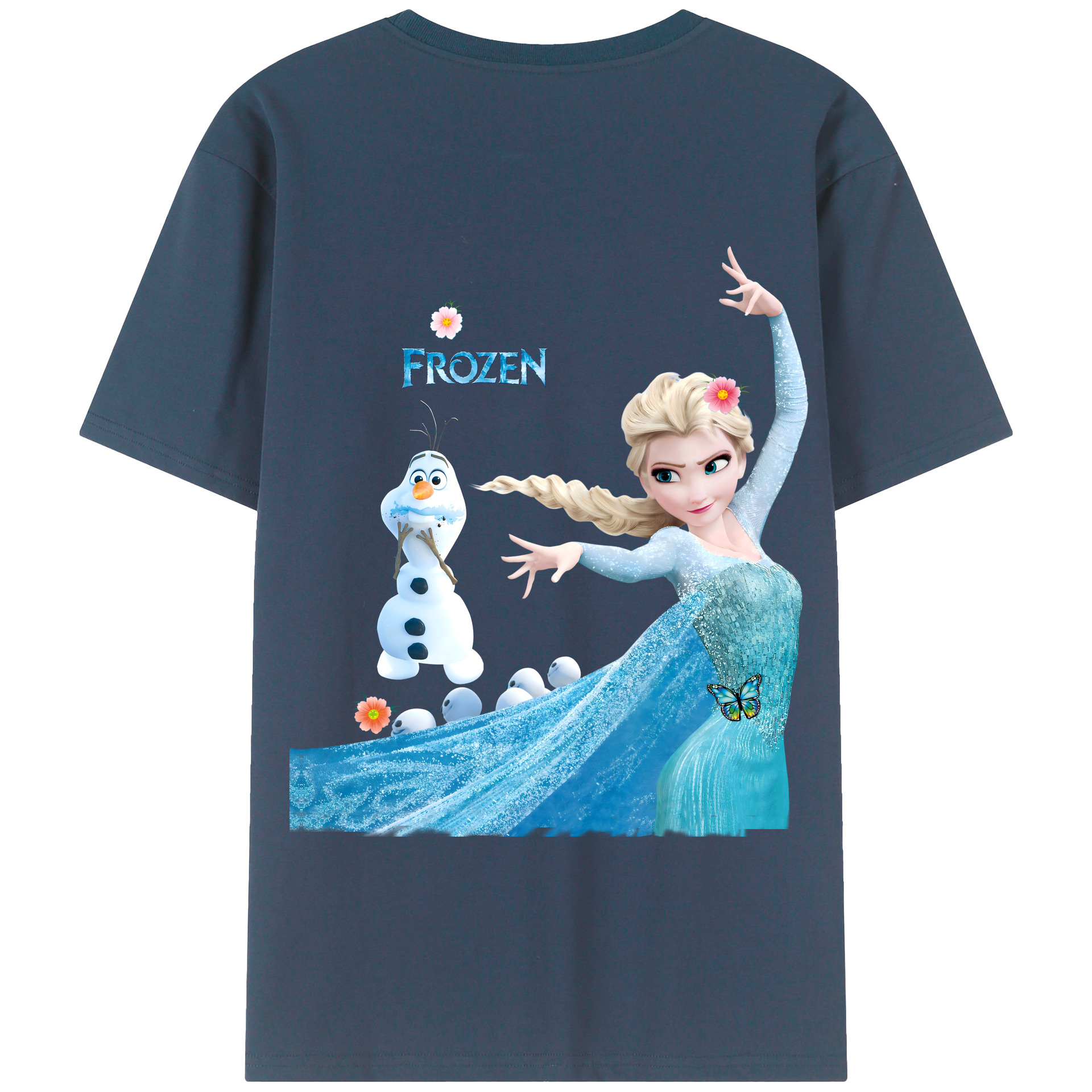 （画像用） アナと雪の女王 アンナ エルサ Frozen Anna Elsa 綿100％半袖Tシャツ（背面プリント）