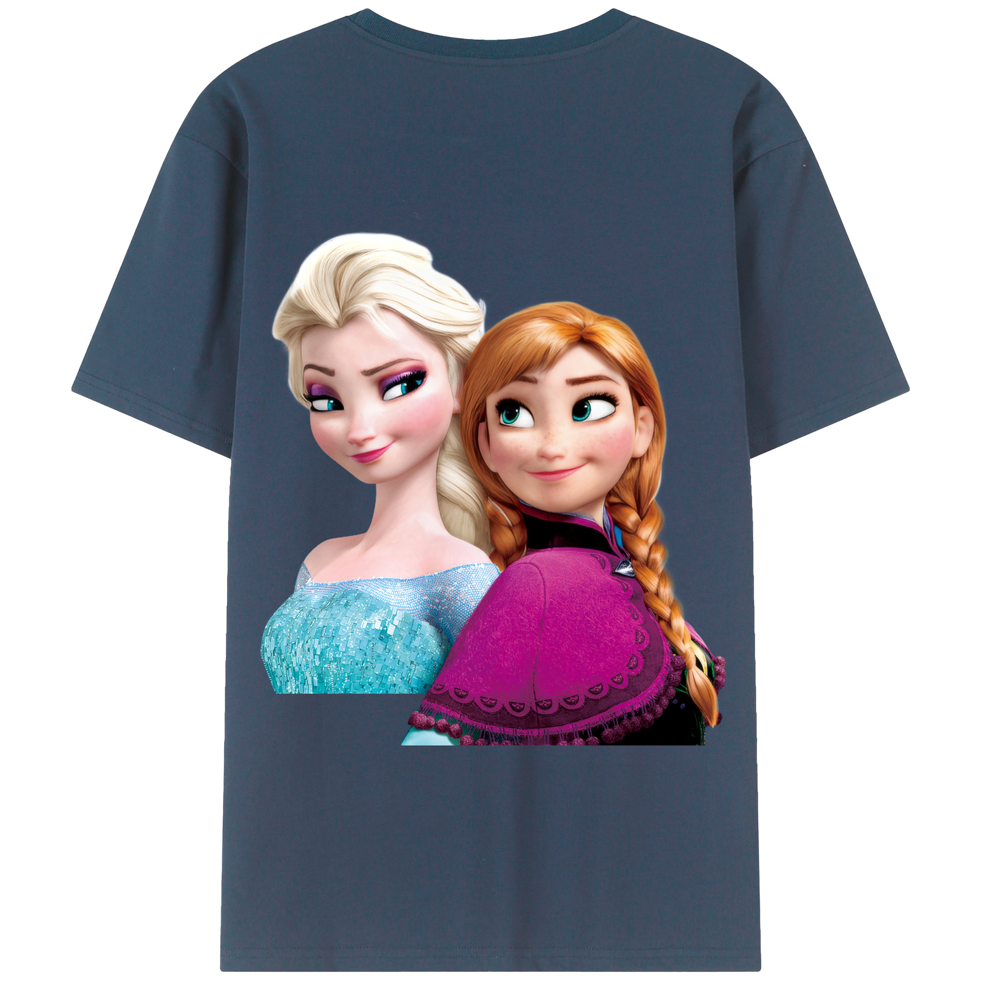 （画像用） アナと雪の女王 アンナ エルサ Frozen Anna Elsa 綿100％半袖Tシャツ（背面プリント）