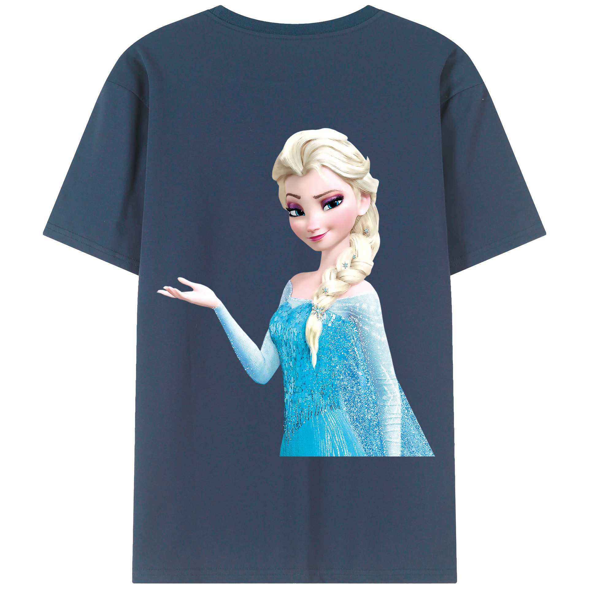 （画像用） アナと雪の女王 アンナ エルサ Frozen Anna Elsa 綿100％半袖Tシャツ（背面プリント）