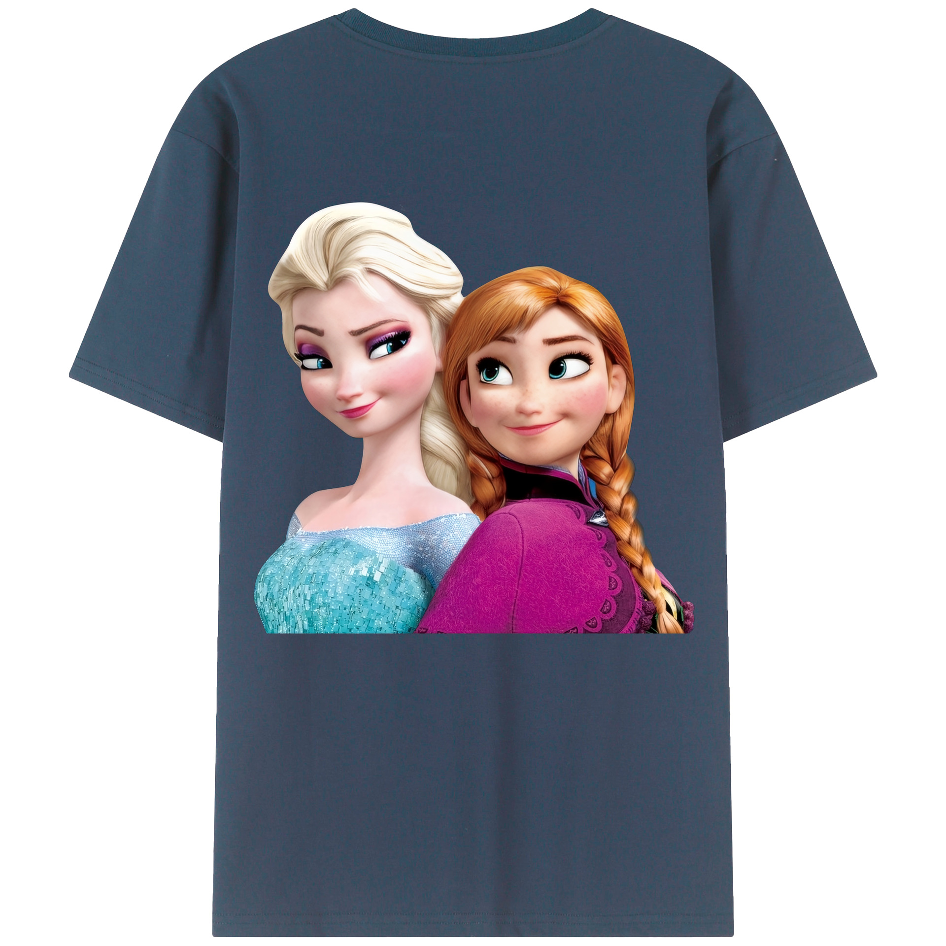 （画像用） アナと雪の女王 アンナ エルサ Frozen Anna Elsa 綿100％半袖Tシャツ（背面プリント）