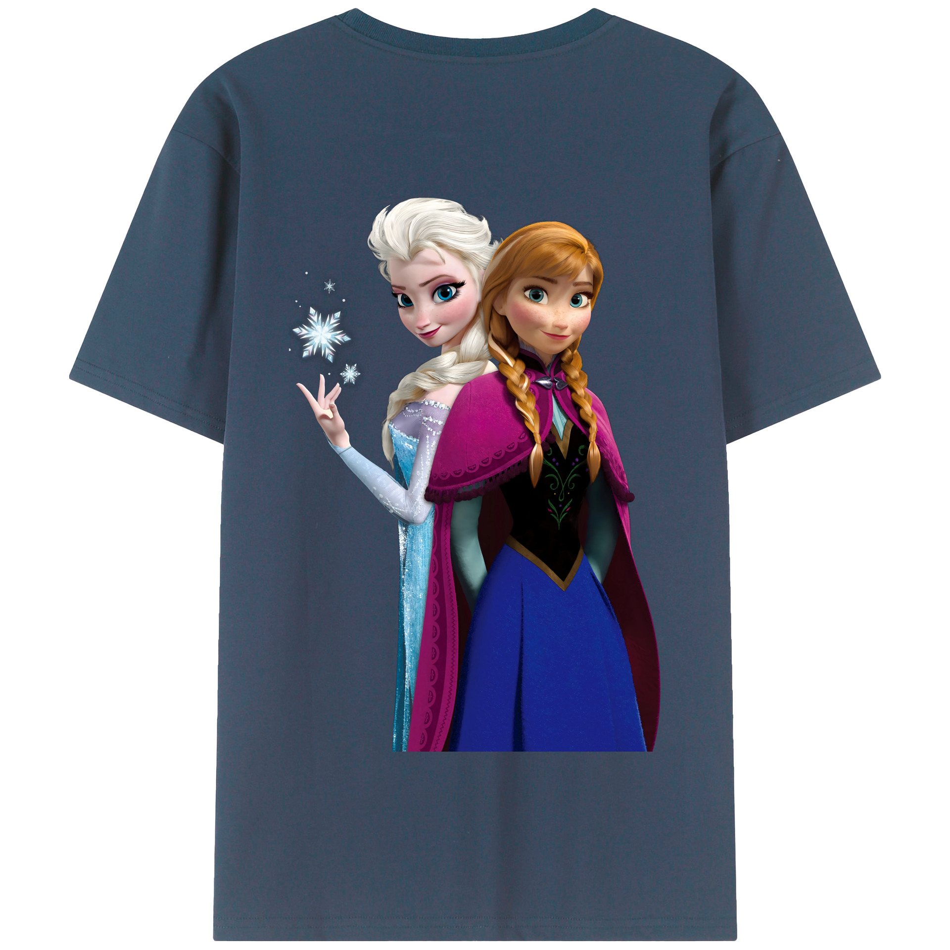 （画像用） アナと雪の女王 アンナ エルサ Frozen Anna Elsa 綿100％半袖Tシャツ（背面プリント）