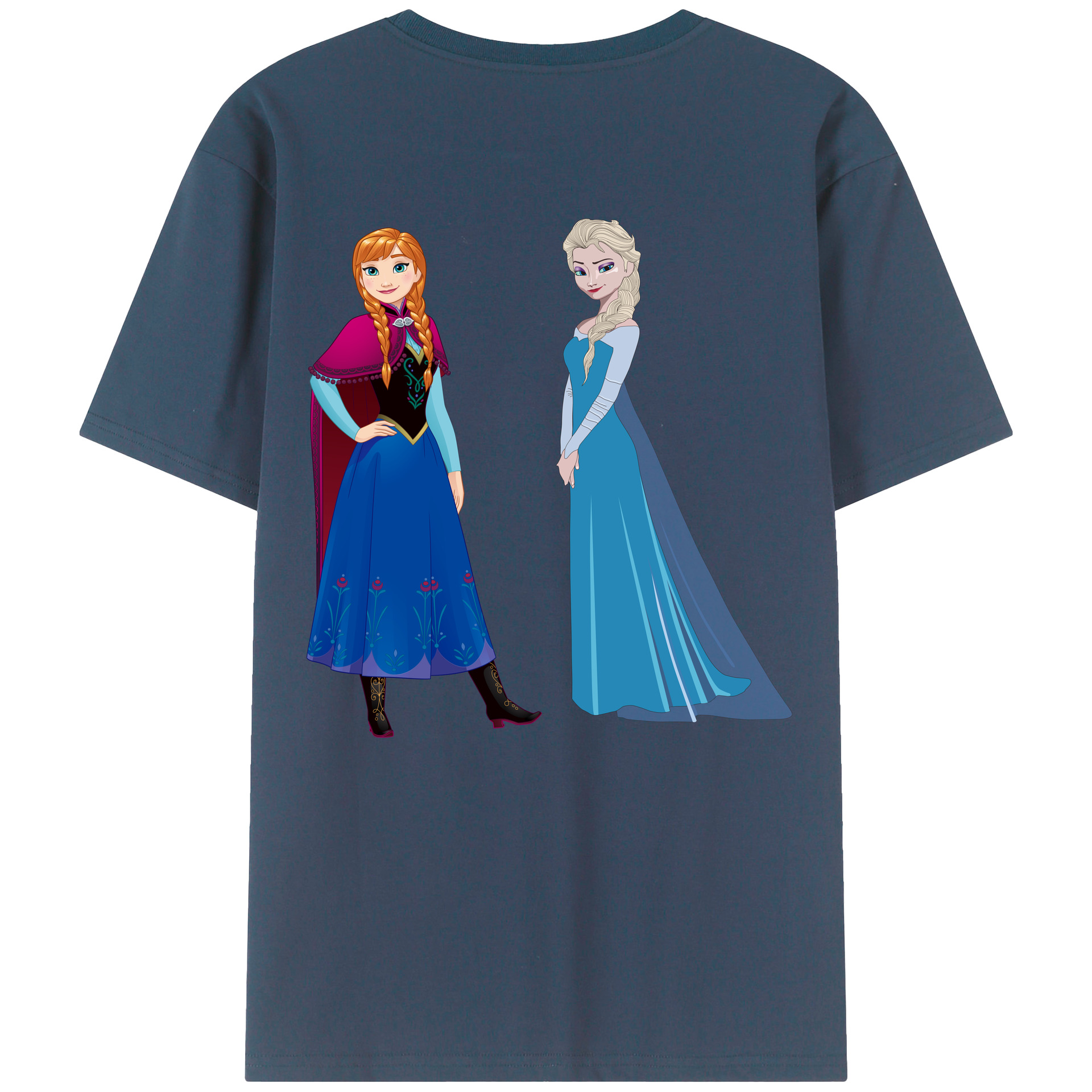 （画像用） アナと雪の女王 アンナ エルサ Frozen Anna Elsa 綿100％半袖Tシャツ（背面プリント）