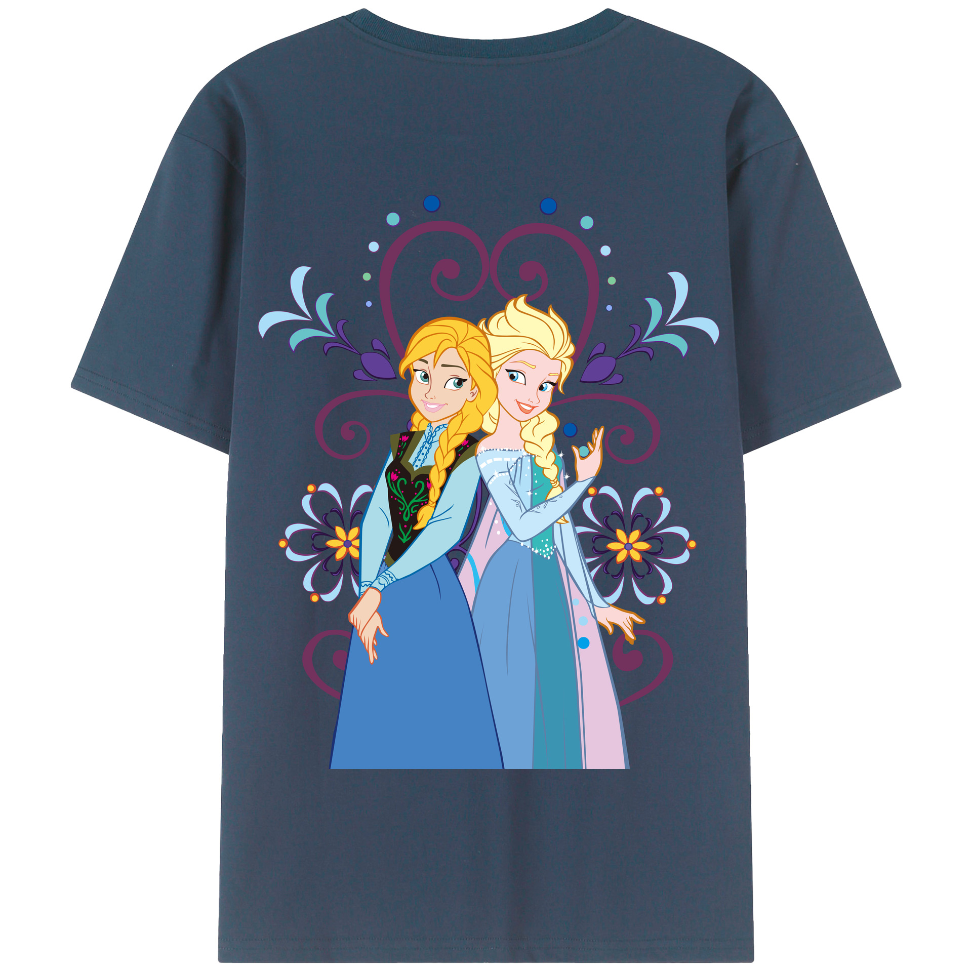 （画像用） アナと雪の女王 アンナ エルサ Frozen Anna Elsa 綿100％半袖Tシャツ（背面プリント）