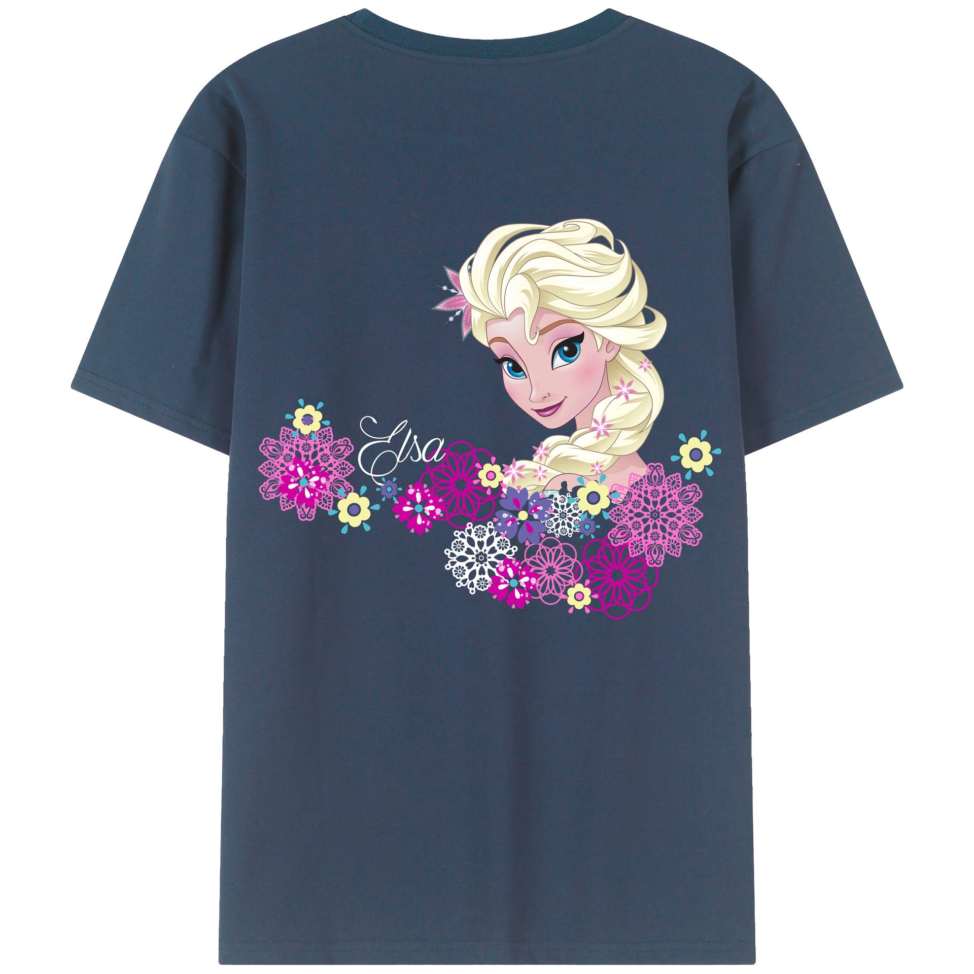 （画像用） アナと雪の女王 アンナ エルサ Frozen Anna Elsa 綿100％半袖Tシャツ（背面プリント）