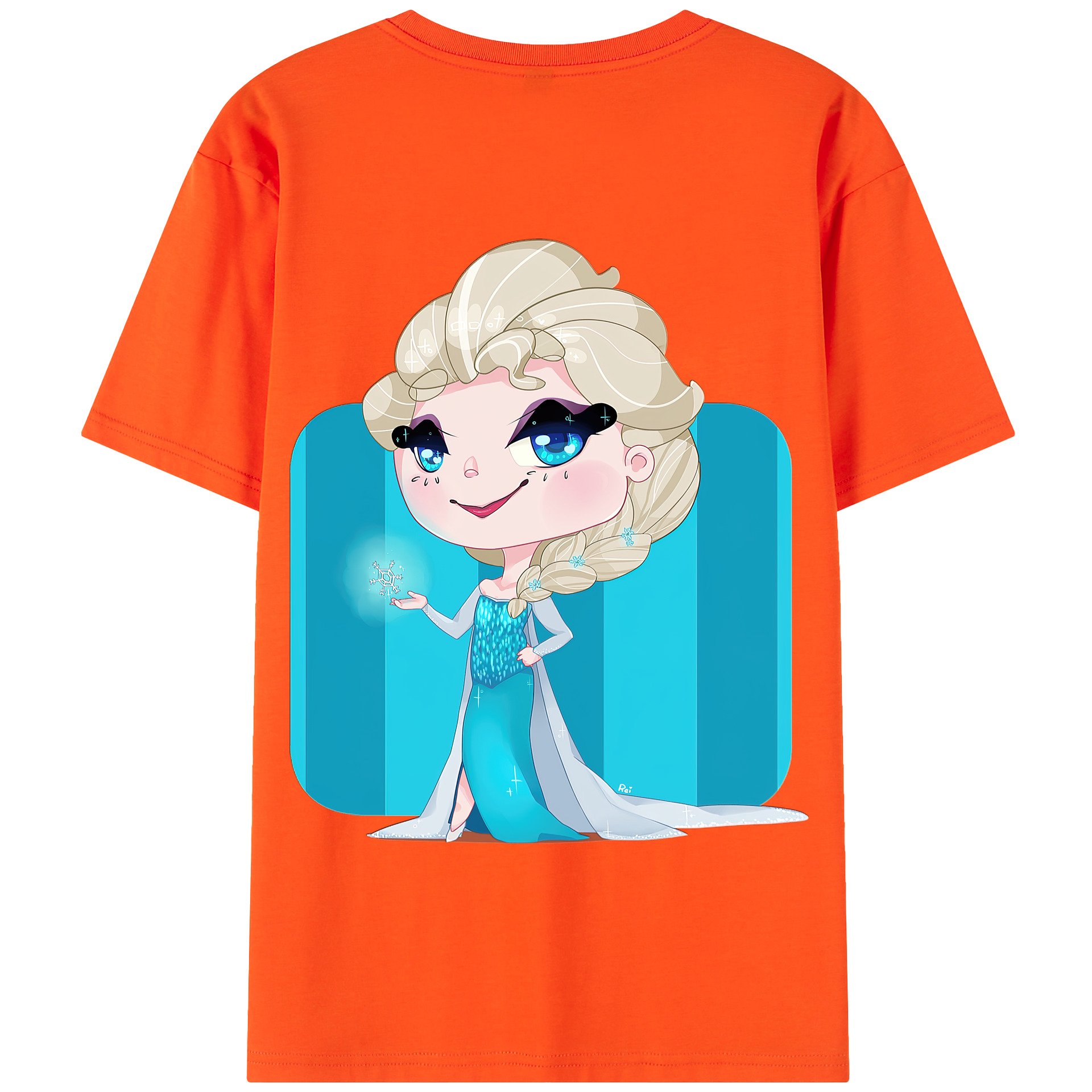 （画像用） アナと雪の女王 アンナ エルサ Frozen Anna Elsa 綿100％半袖Tシャツ（背面プリント）