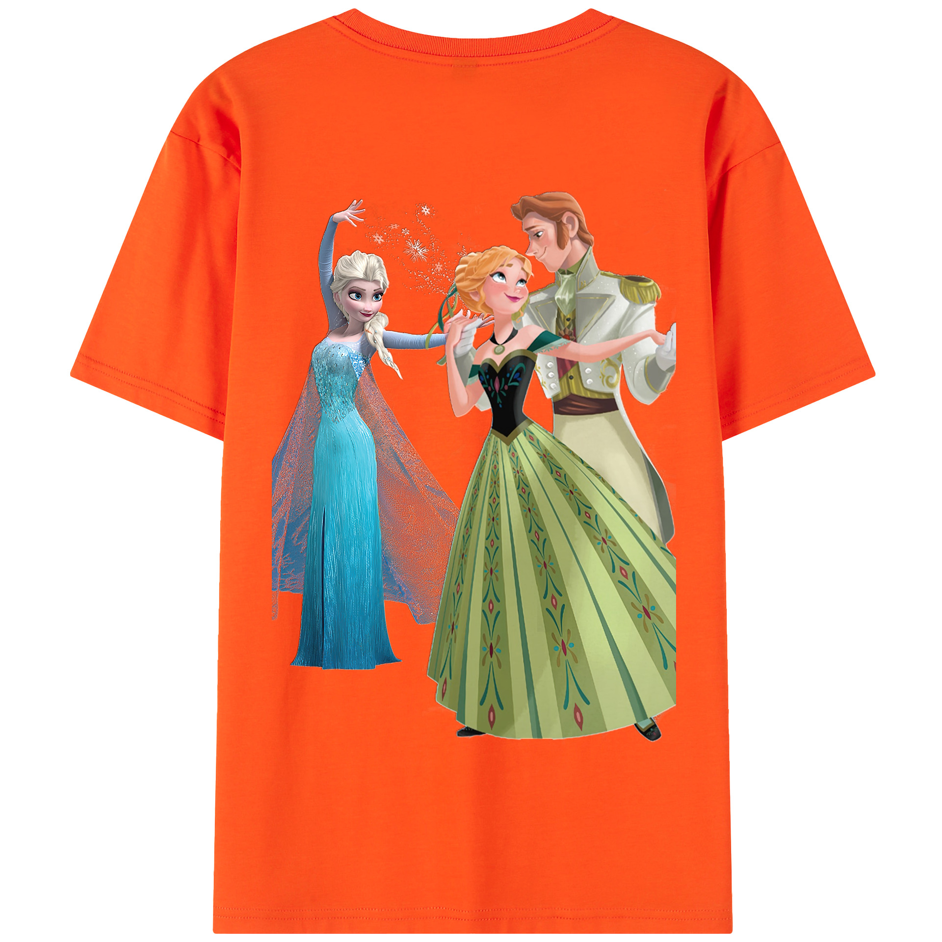 （画像用） アナと雪の女王 アンナ エルサ Frozen Anna Elsa 綿100％半袖Tシャツ（背面プリント）