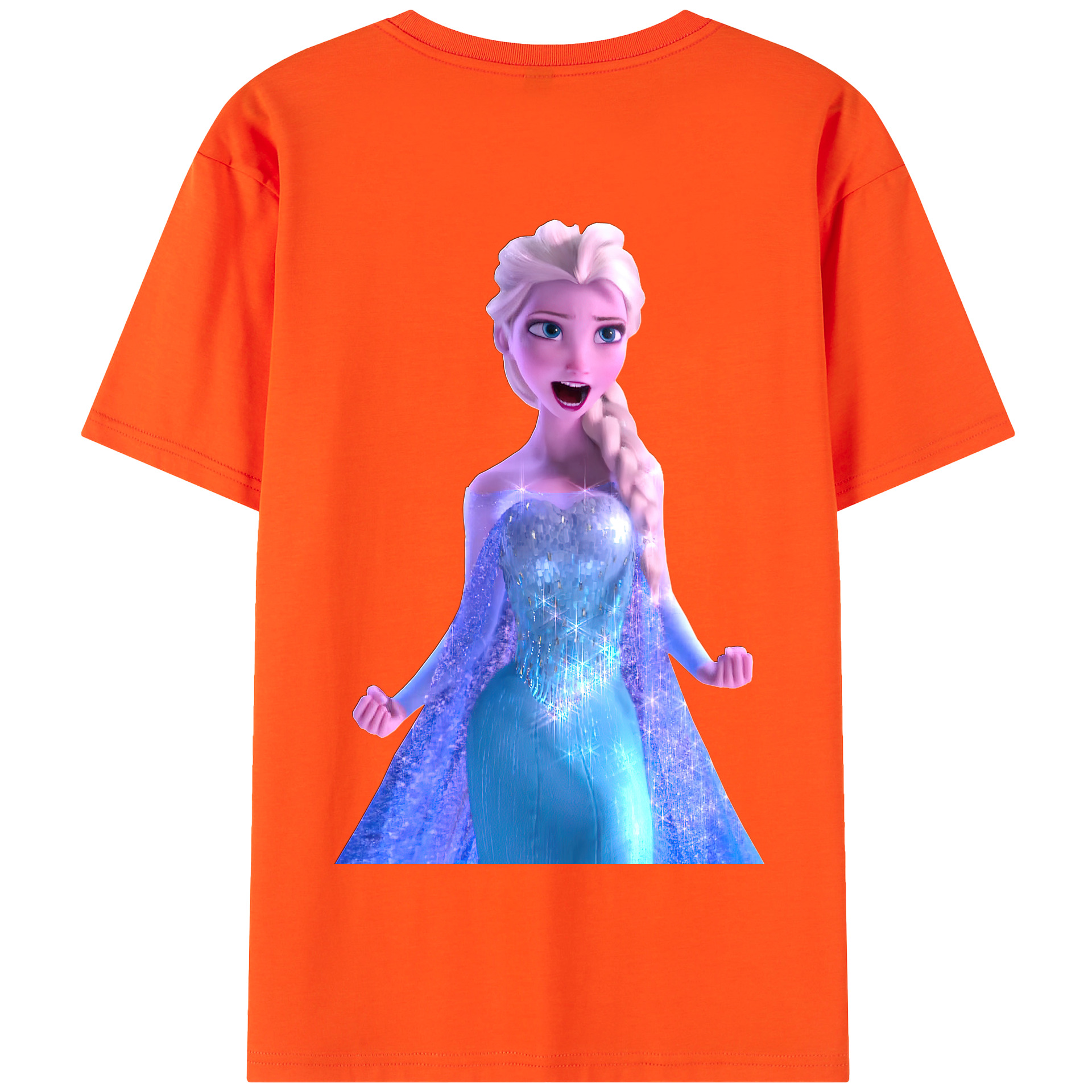 （画像用） アナと雪の女王 アンナ エルサ Frozen Anna Elsa 綿100％半袖Tシャツ（背面プリント）