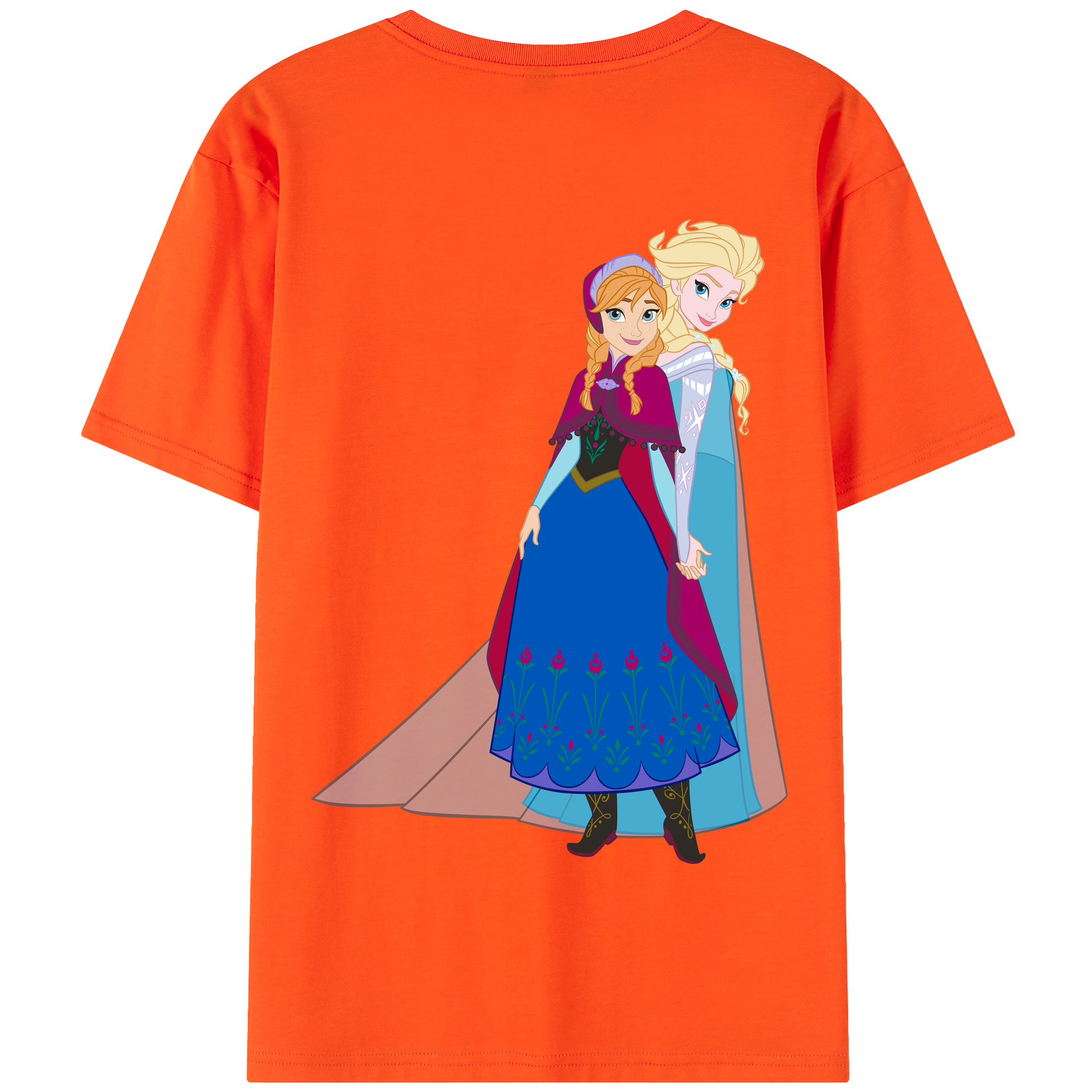 （画像用） アナと雪の女王 アンナ エルサ Frozen Anna Elsa 綿100％半袖Tシャツ（背面プリント）