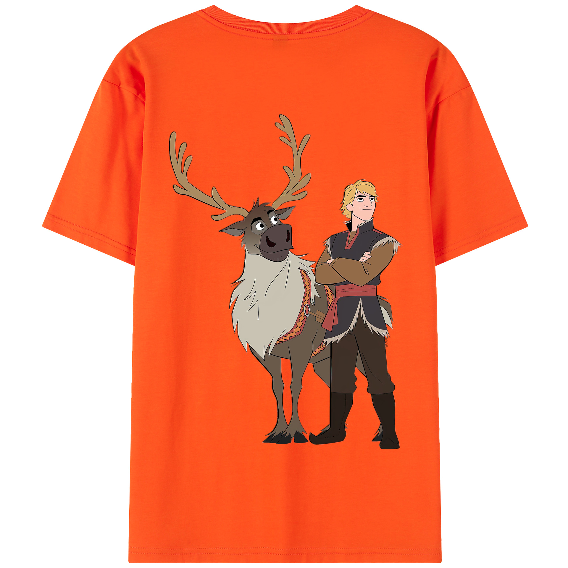（画像用） アナと雪の女王 アンナ エルサ Frozen Anna Elsa 綿100％半袖Tシャツ（背面プリント）