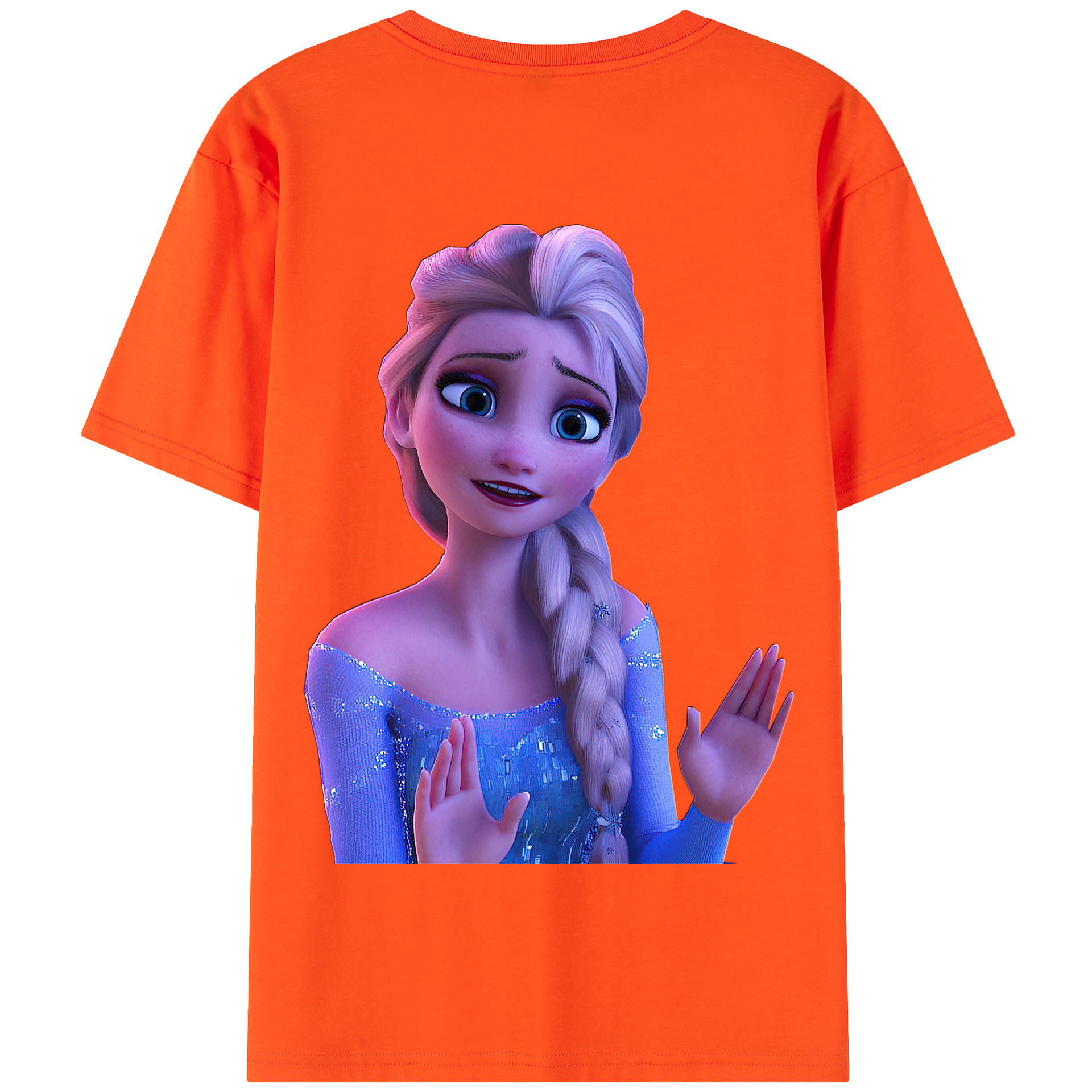 （画像用） アナと雪の女王 アンナ エルサ Frozen Anna Elsa 綿100％半袖Tシャツ（背面プリント）