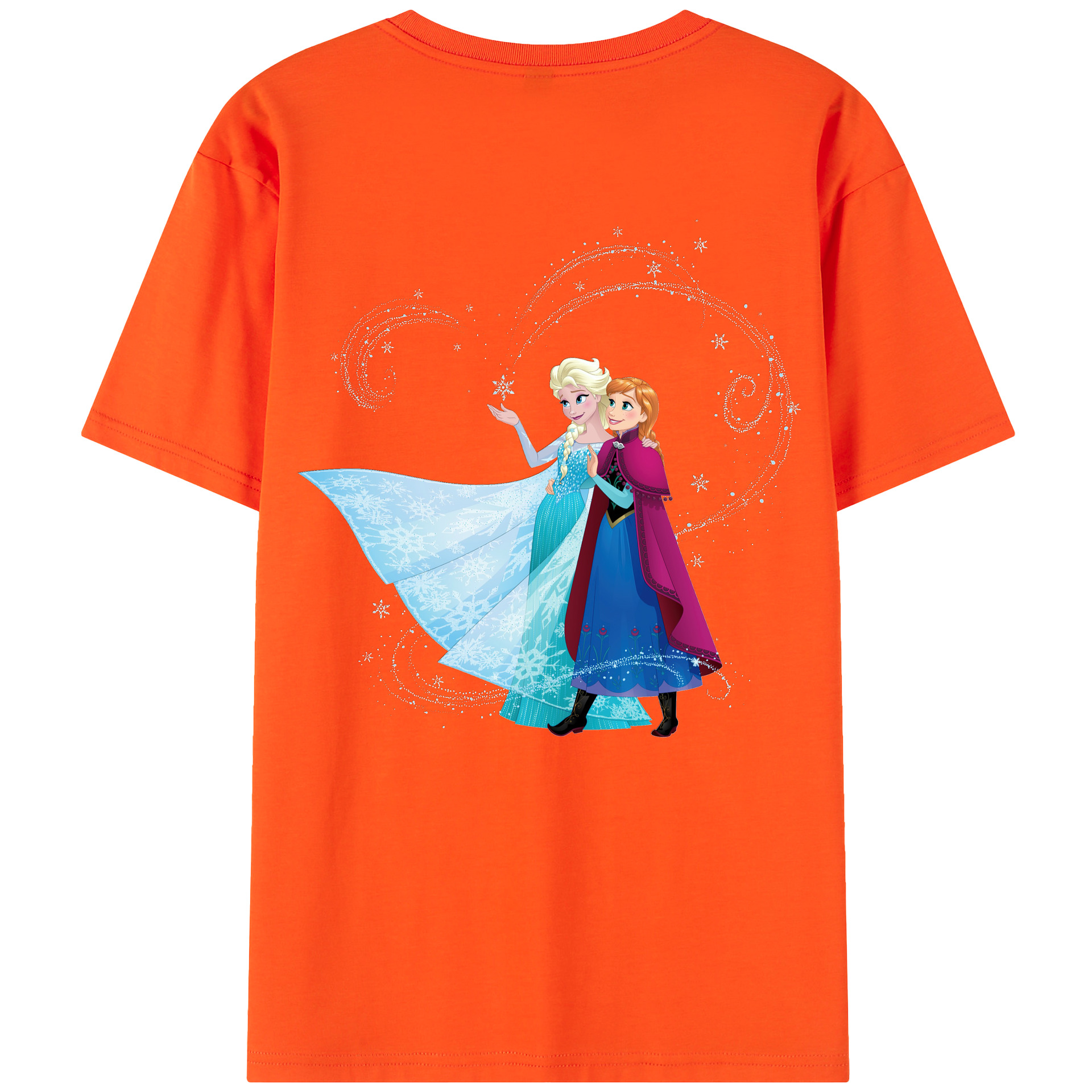 （画像用） アナと雪の女王 アンナ エルサ Frozen Anna Elsa 綿100％半袖Tシャツ（背面プリント）