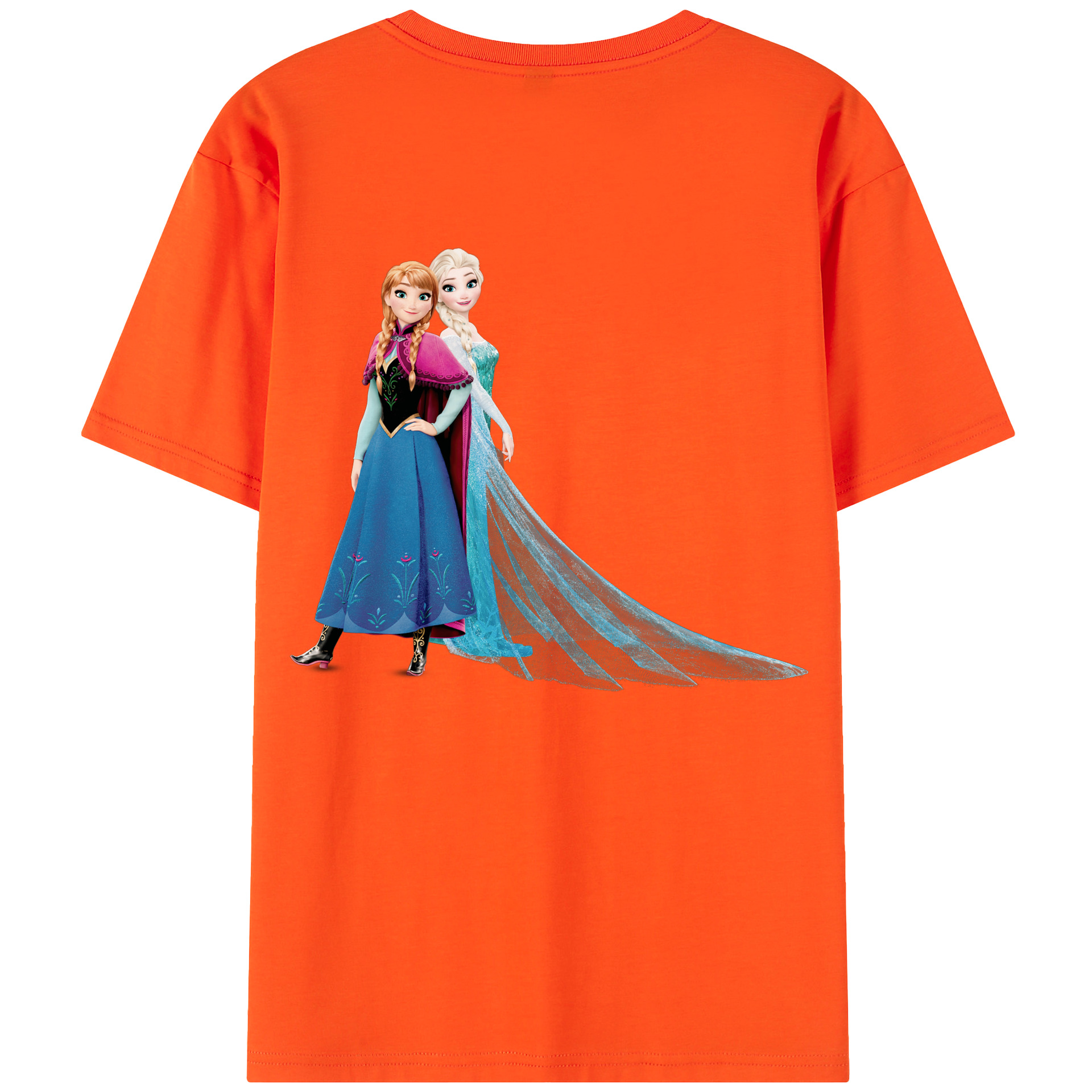 （画像用） アナと雪の女王 アンナ エルサ Frozen Anna Elsa 綿100％半袖Tシャツ（背面プリント）
