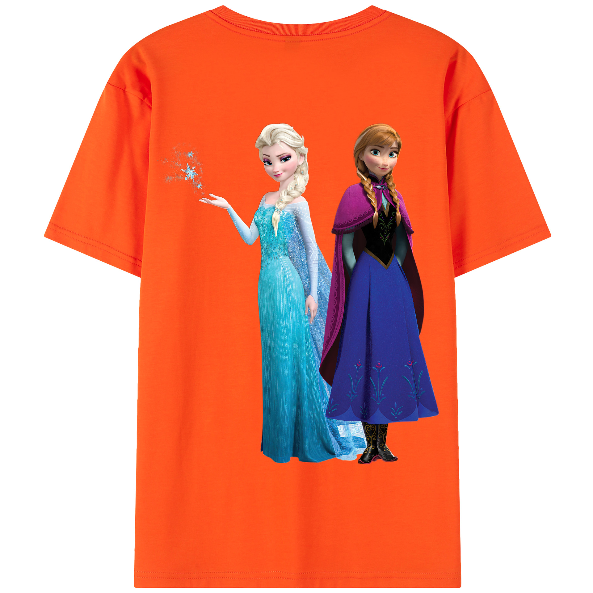 （画像用） アナと雪の女王 アンナ エルサ Frozen Anna Elsa 綿100％半袖Tシャツ（背面プリント）