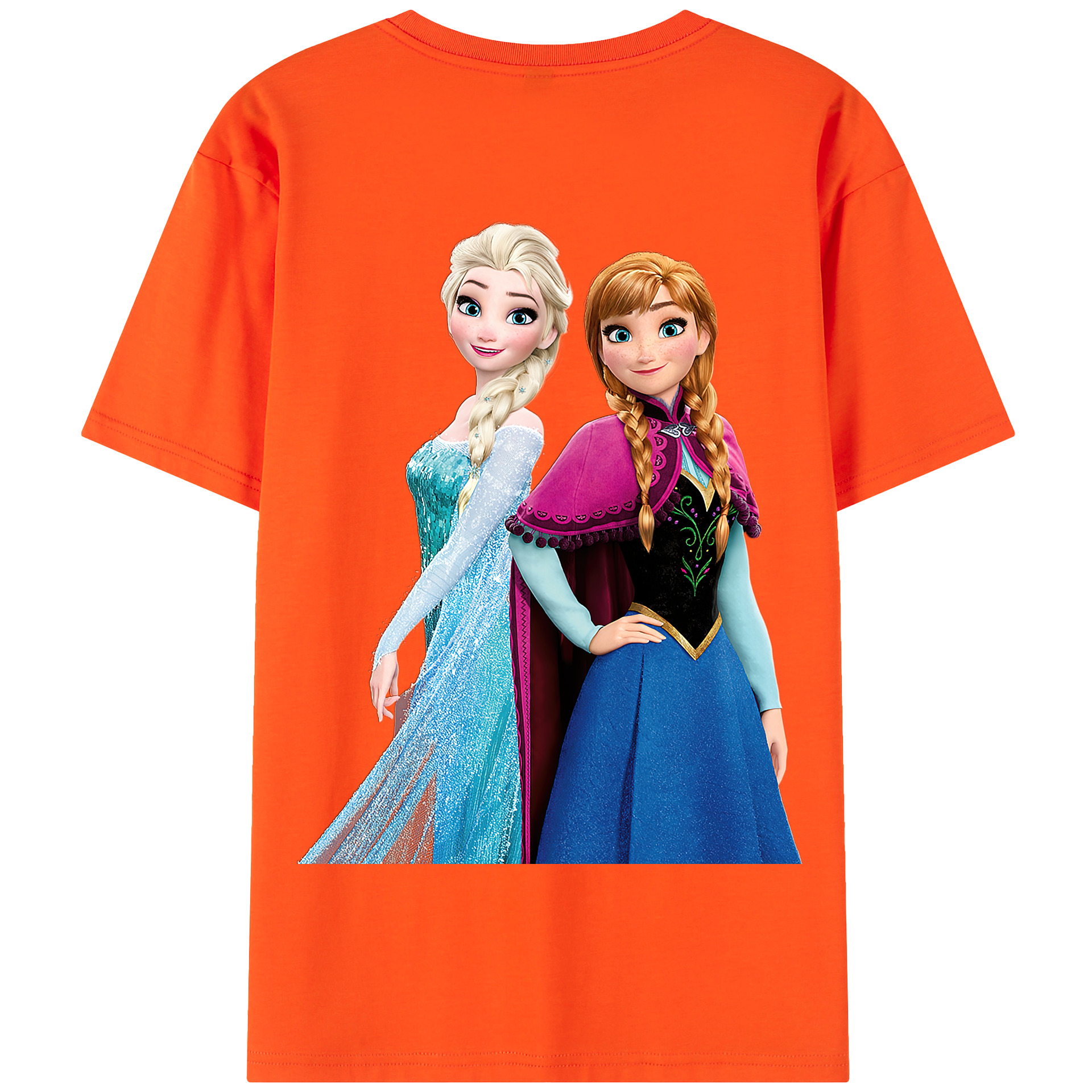 （画像用） アナと雪の女王 アンナ エルサ Frozen Anna Elsa 綿100％半袖Tシャツ（背面プリント）