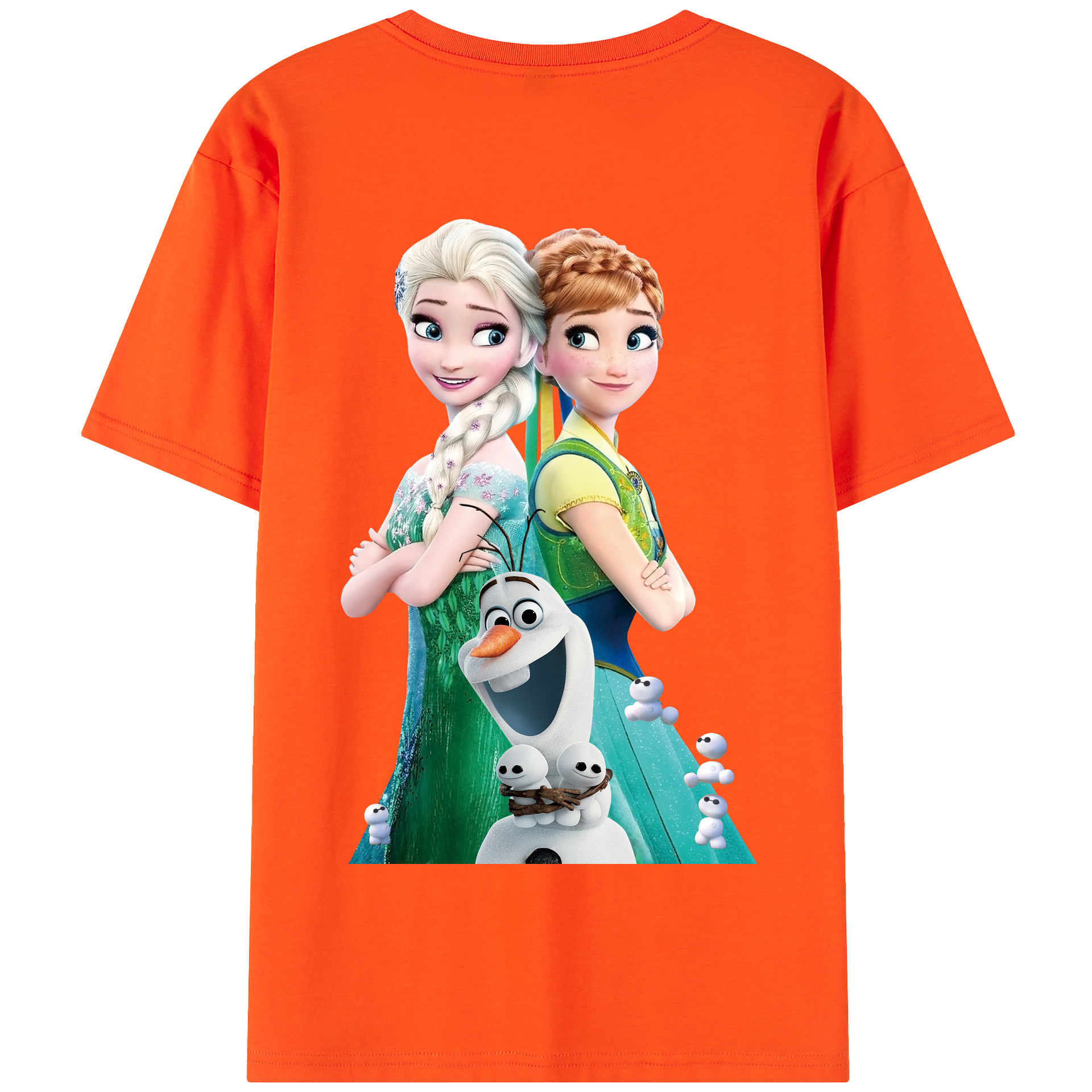 （画像用） アナと雪の女王 アンナ エルサ Frozen Anna Elsa 綿100％半袖Tシャツ（背面プリント）