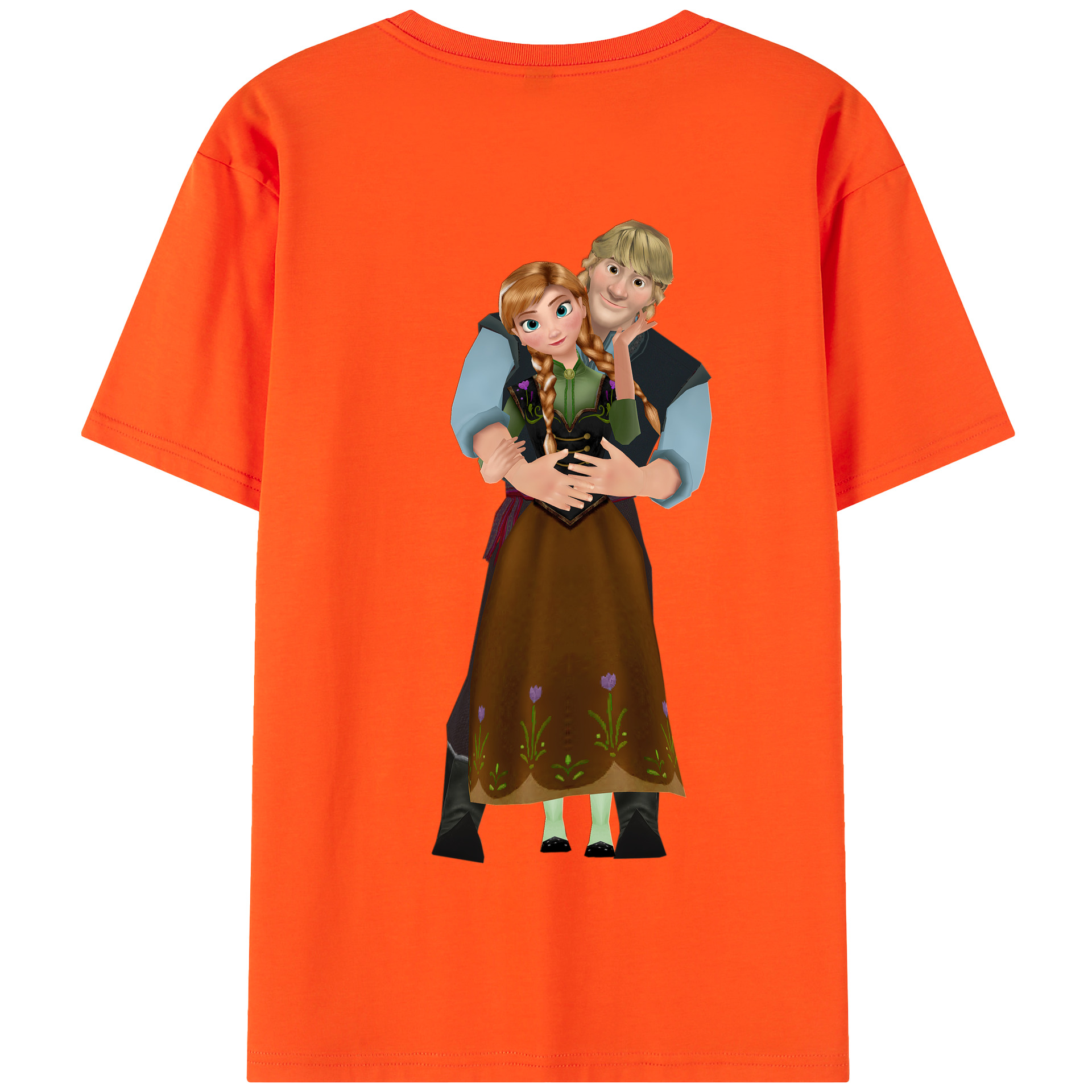 （画像用） アナと雪の女王 アンナ エルサ Frozen Anna Elsa 綿100％半袖Tシャツ（背面プリント）